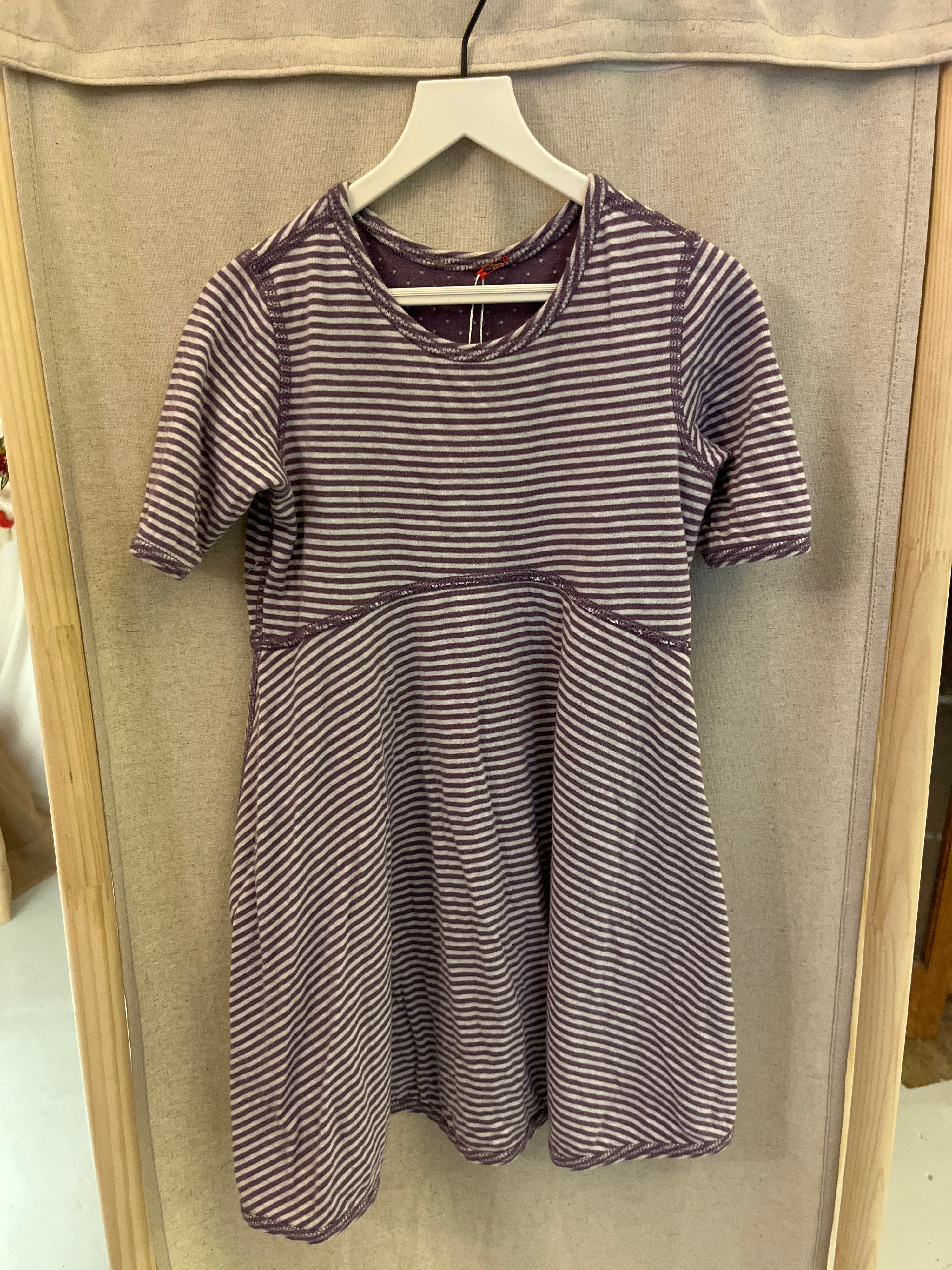 Reversible Purple Stripe Dot Dress / 4-5 years