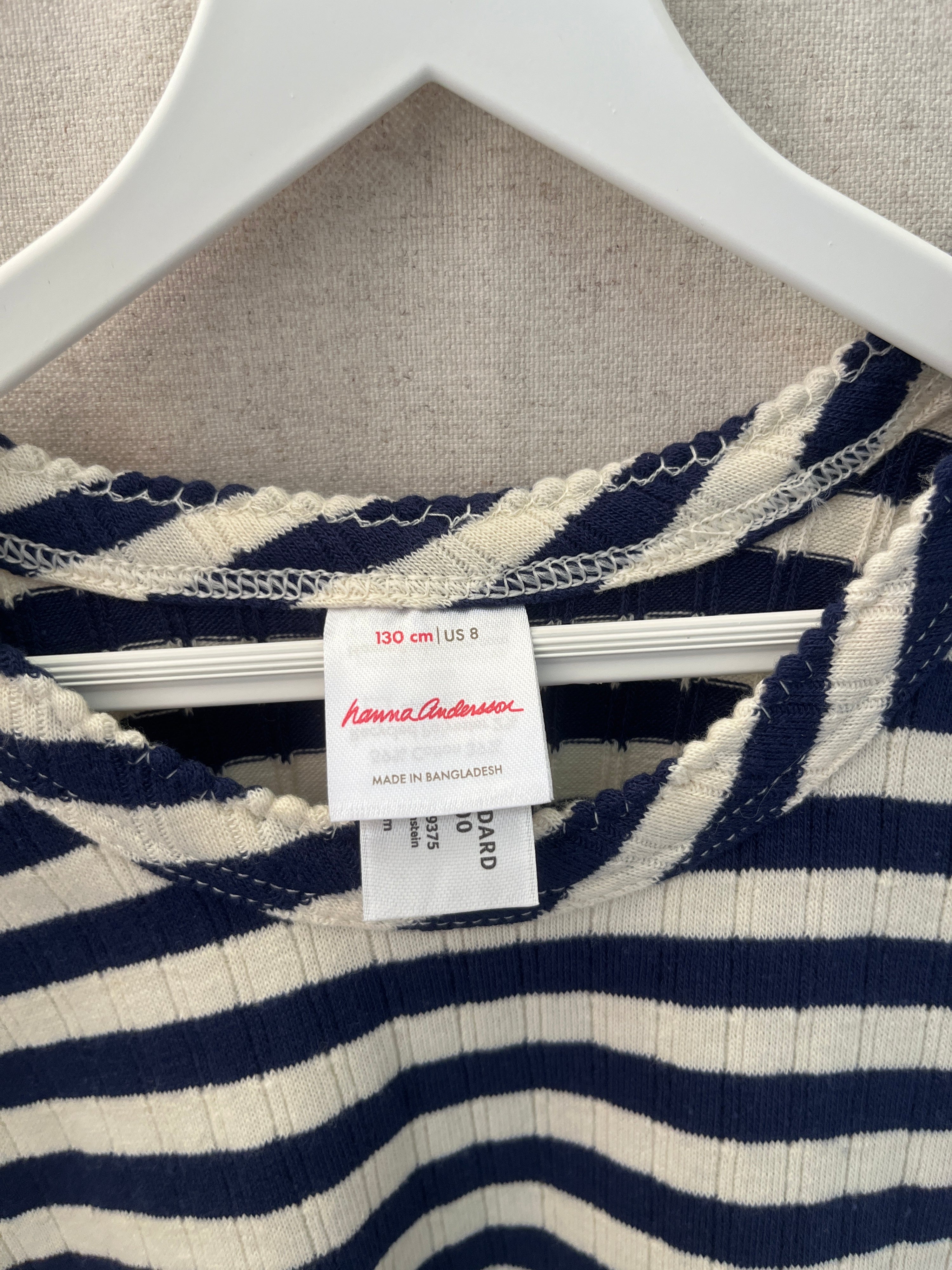 Hanna Andersson Navy and Cream Stripe T-Shirt / 8