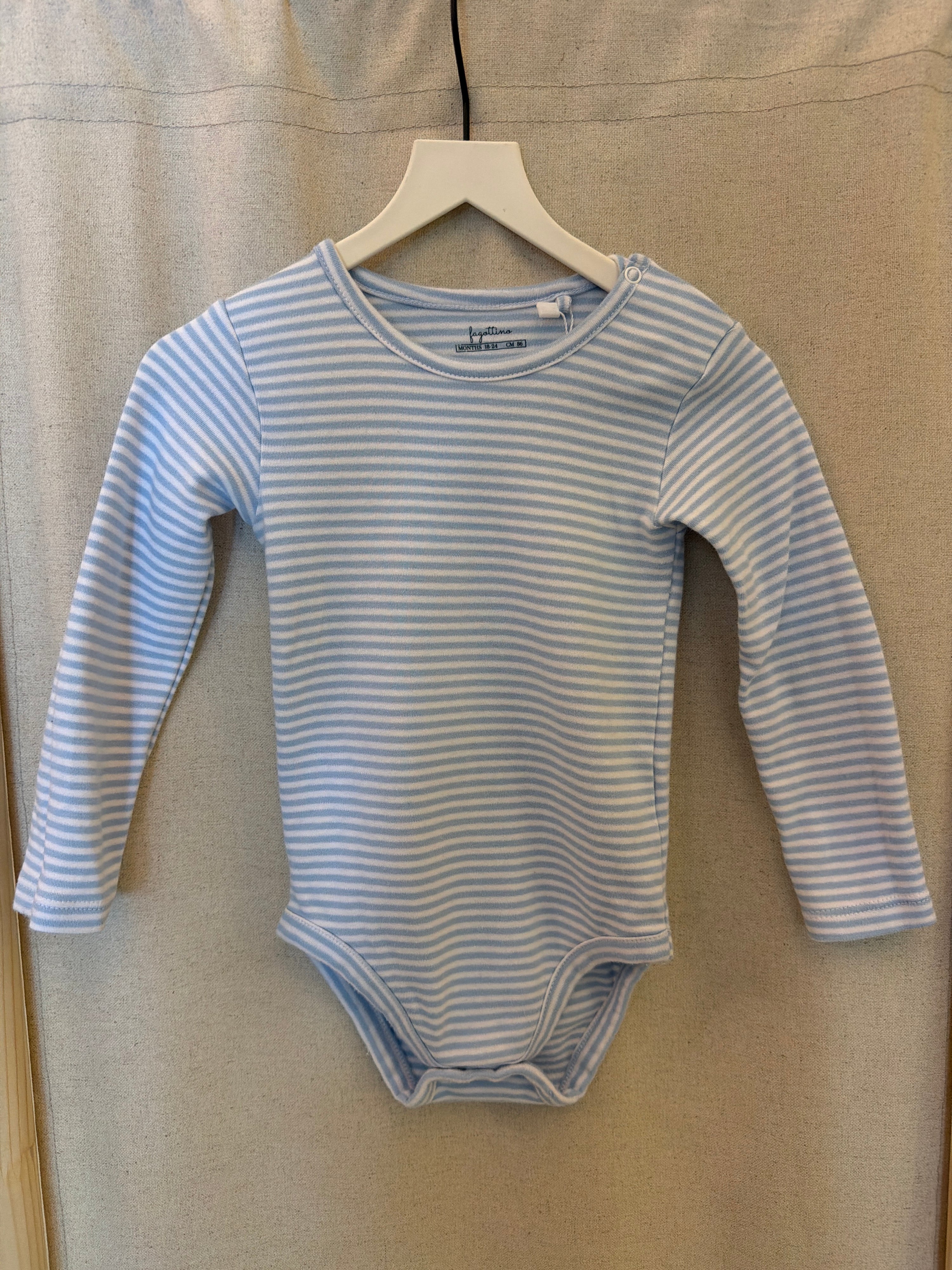 fagottino White and Blue Stripe Onesie / 18-24 months