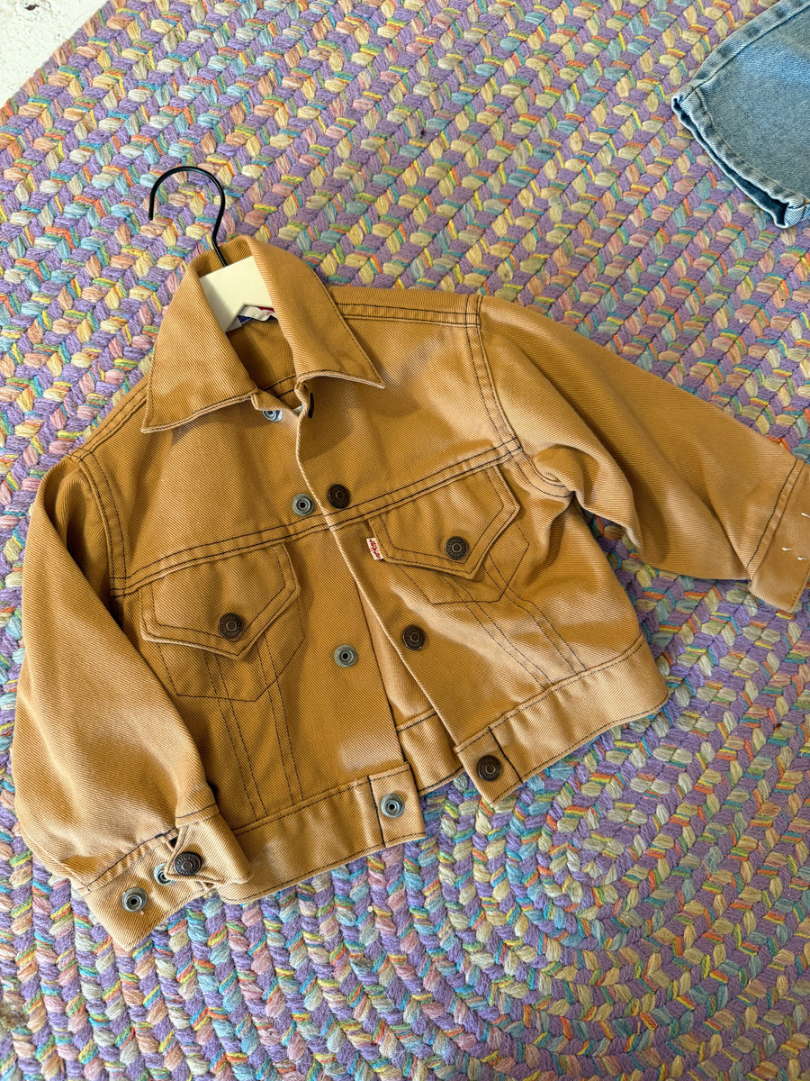 vintage 70s Levi's Caramel Chore Coat with Dark Brown Contrast Stitch / 4