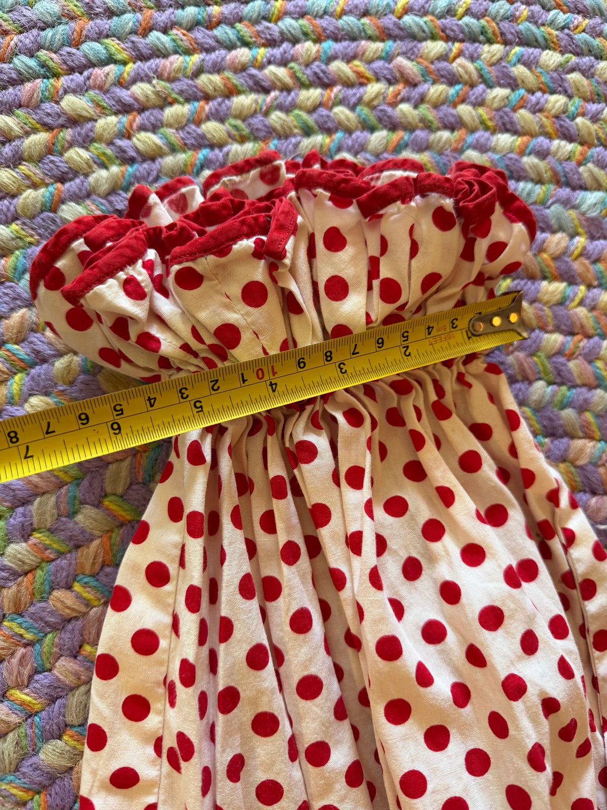 Vintage handmade Red + white dot / rental only