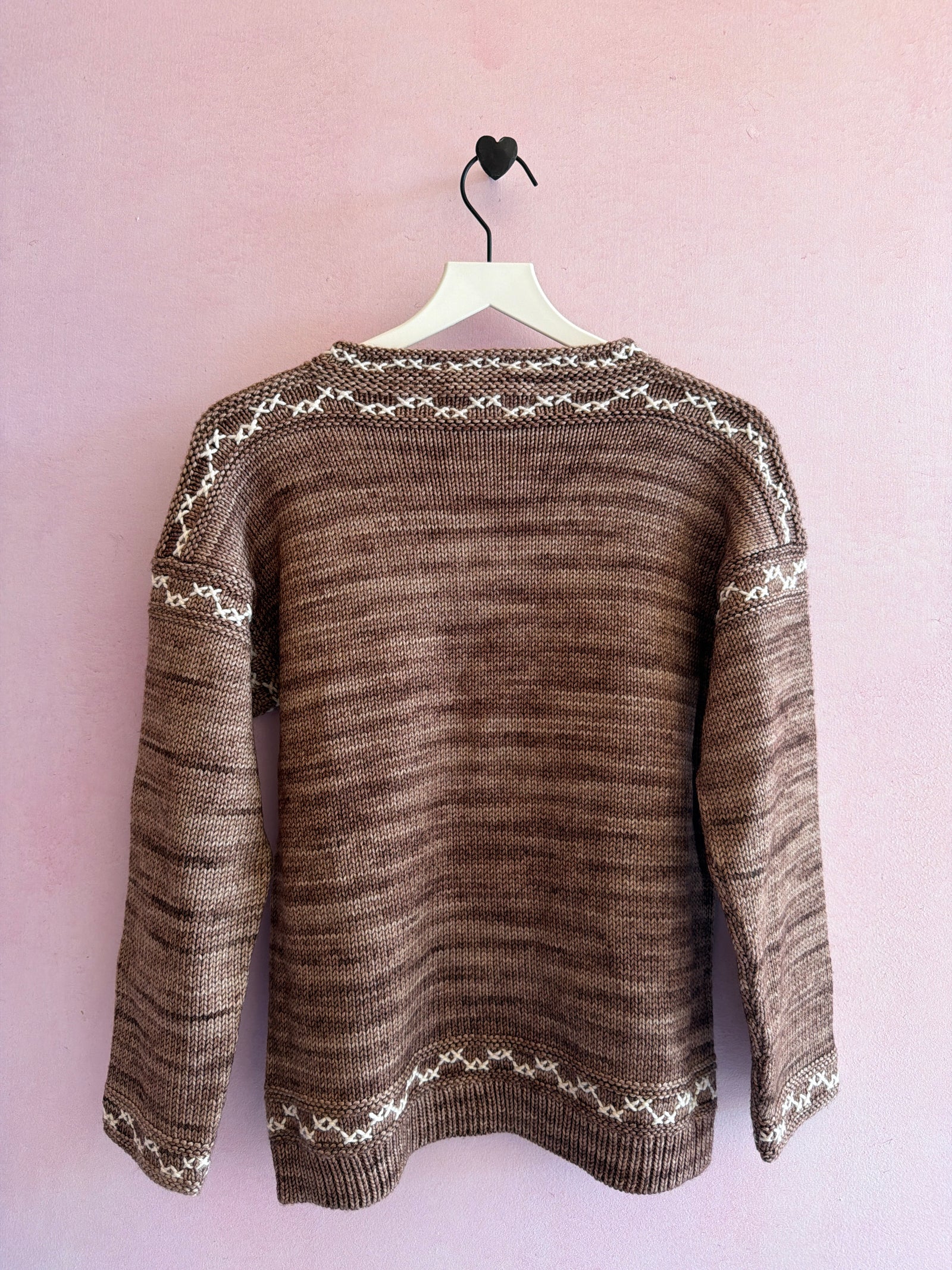 '25 NWTs Misha & Puff Cross Stitch Bjorn Cardigan in Affogato Sweater / 10