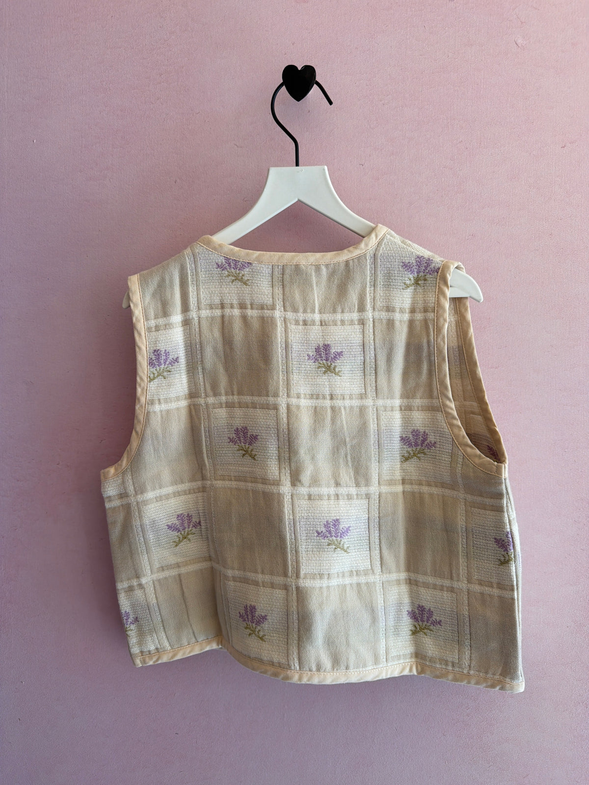 NWT Poudre Organic Cream Quilted Vest with Lavender Embroidery / 4