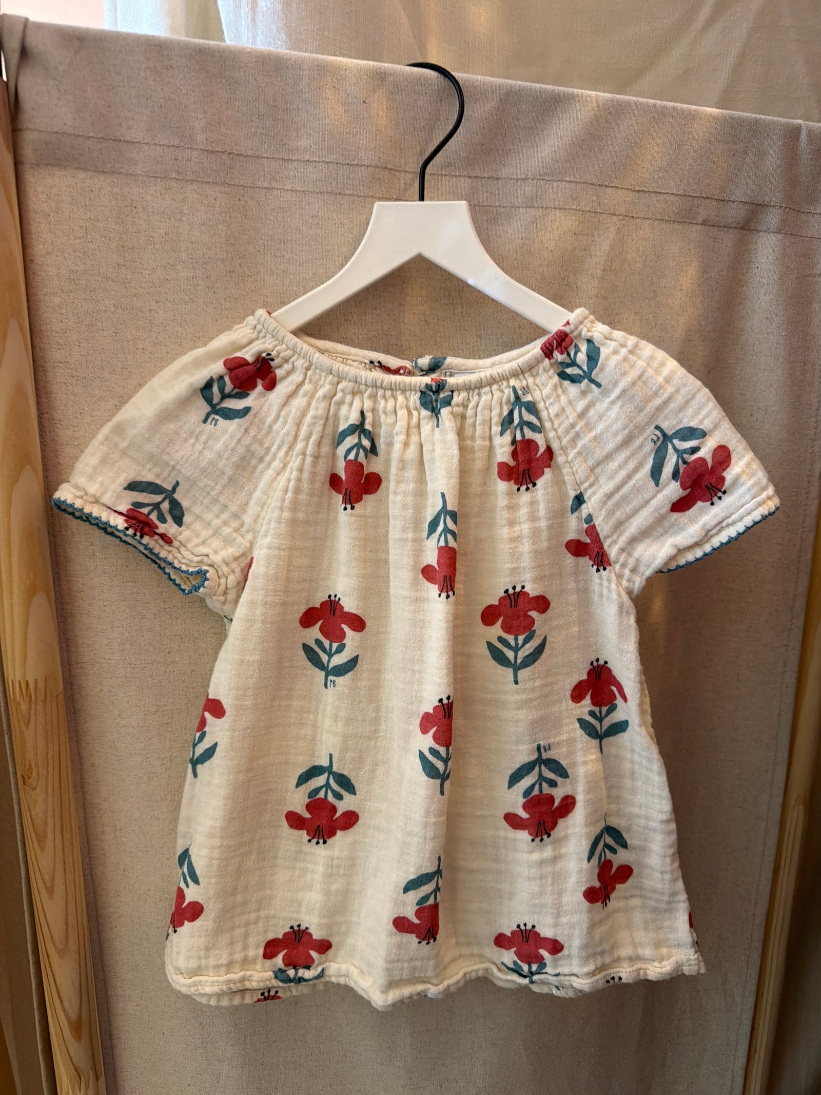 petit bateau Cream with Red and Green floral print Top / 5