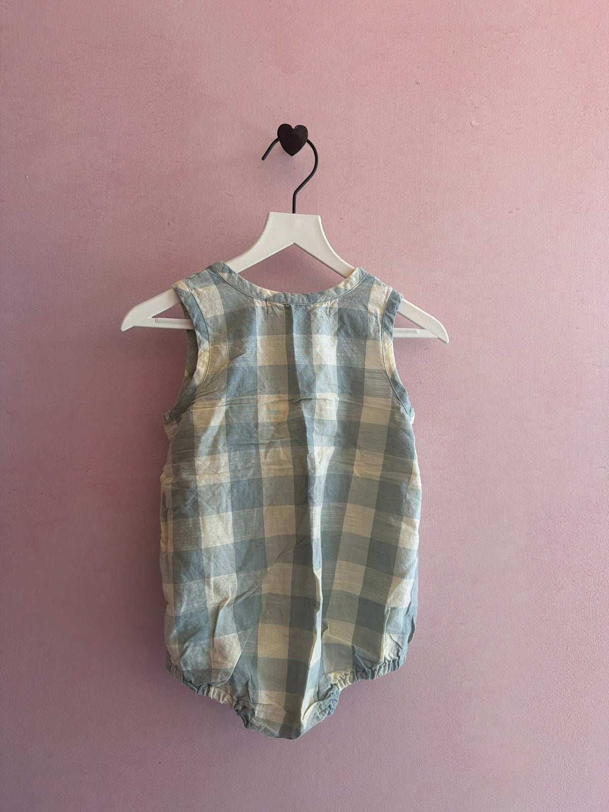Pehr Light blue check Romper / 12-18 months
