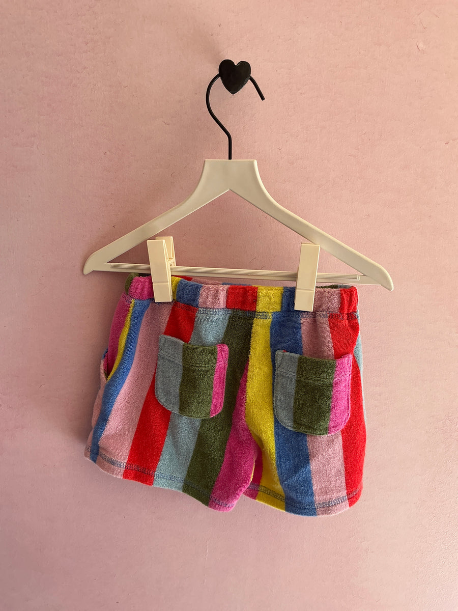 mini boden Rainbow Stripe Terry Shorts / 4