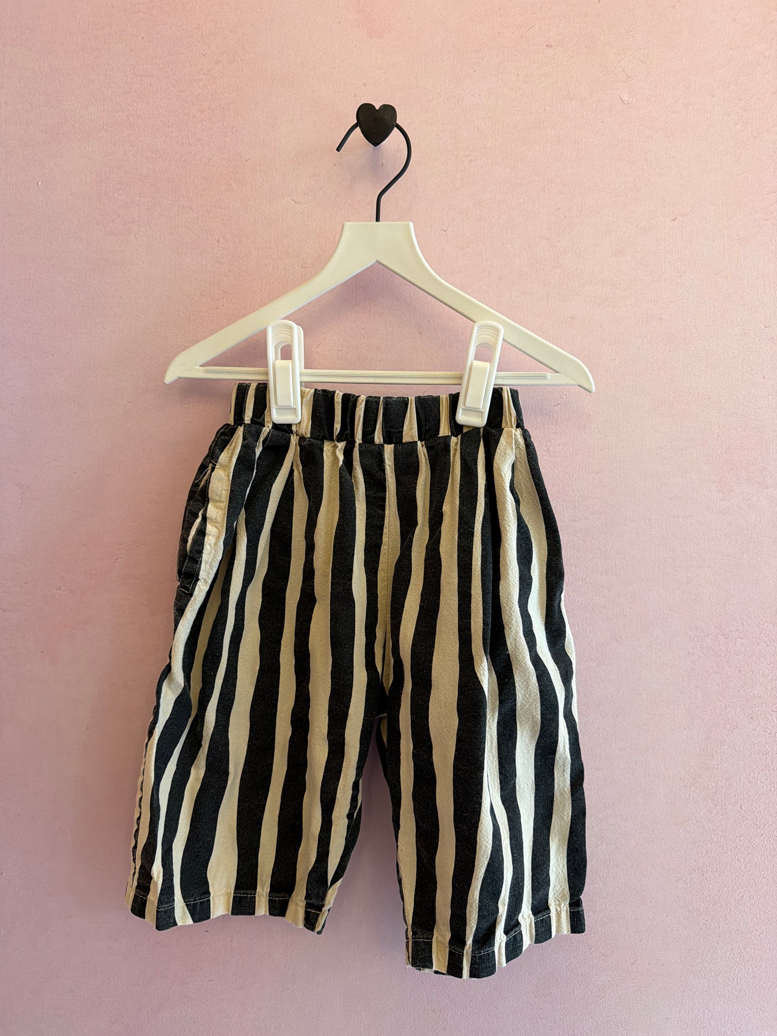 Black + Cream Stripe Paper Bag Pants / 18-24 months