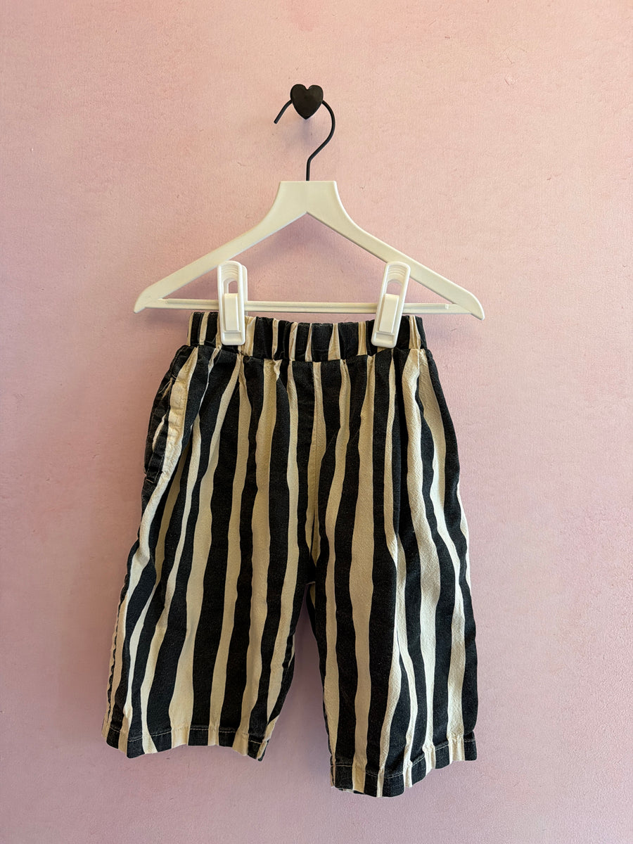 Black + Cream Stripe Paper Bag Pants / 18-24 months