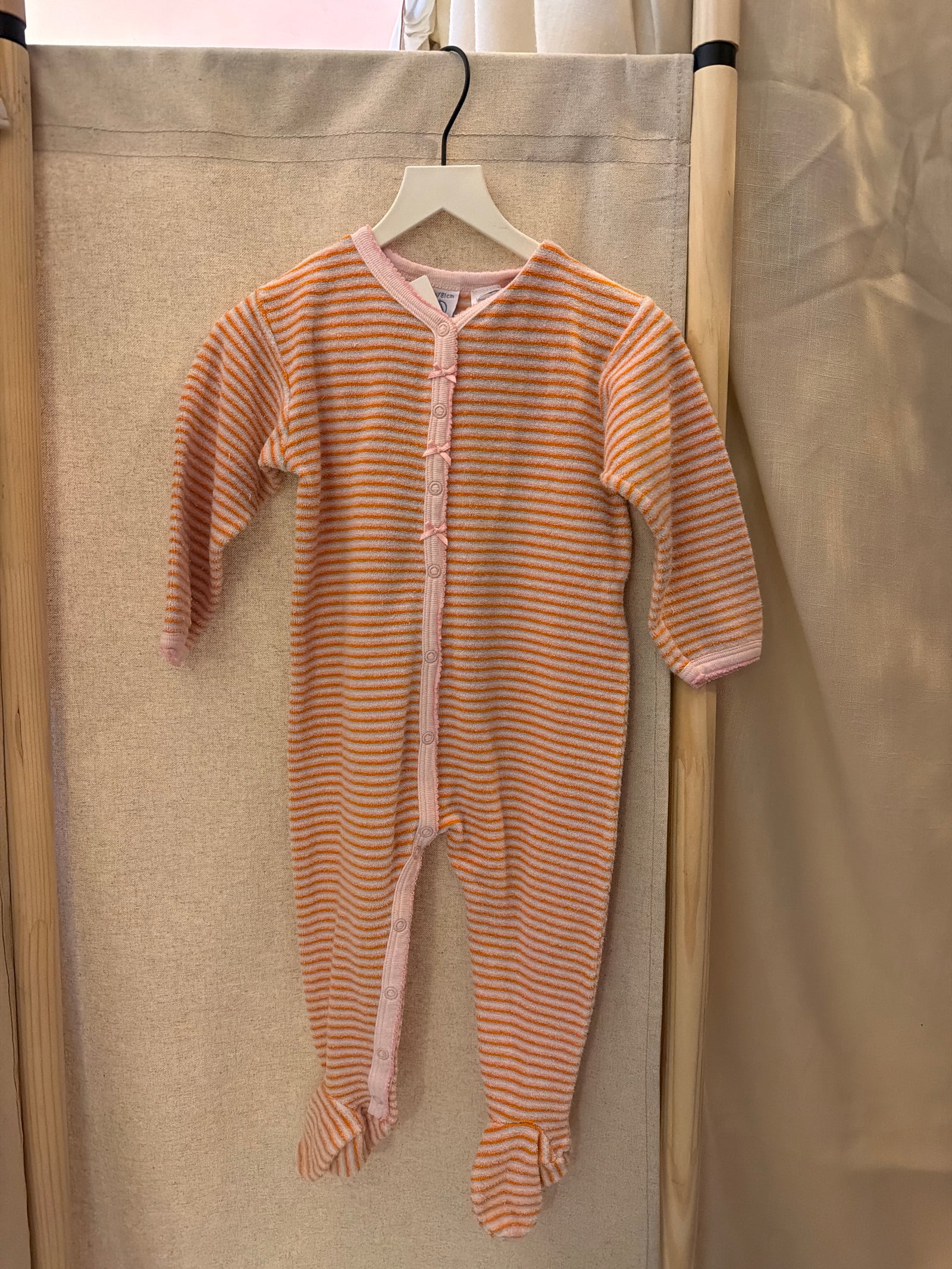 petit bateau Pink Orange Stripe Terry Pajamas / 18 months