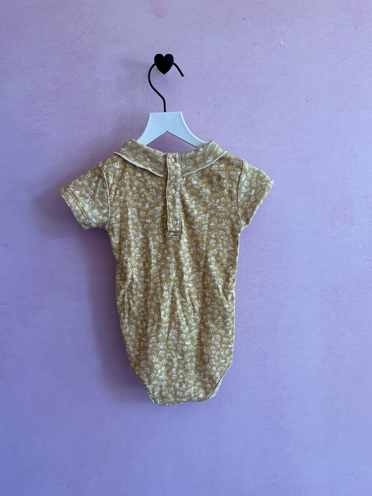 misha & puff Mustard Bunny Scout Baby Onesie / 9-12 months