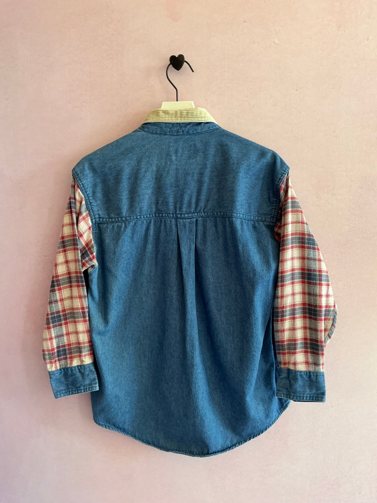 Vintage Brittania Chambray and Plaid Flannel Long Sleeve Shirt / 10/12