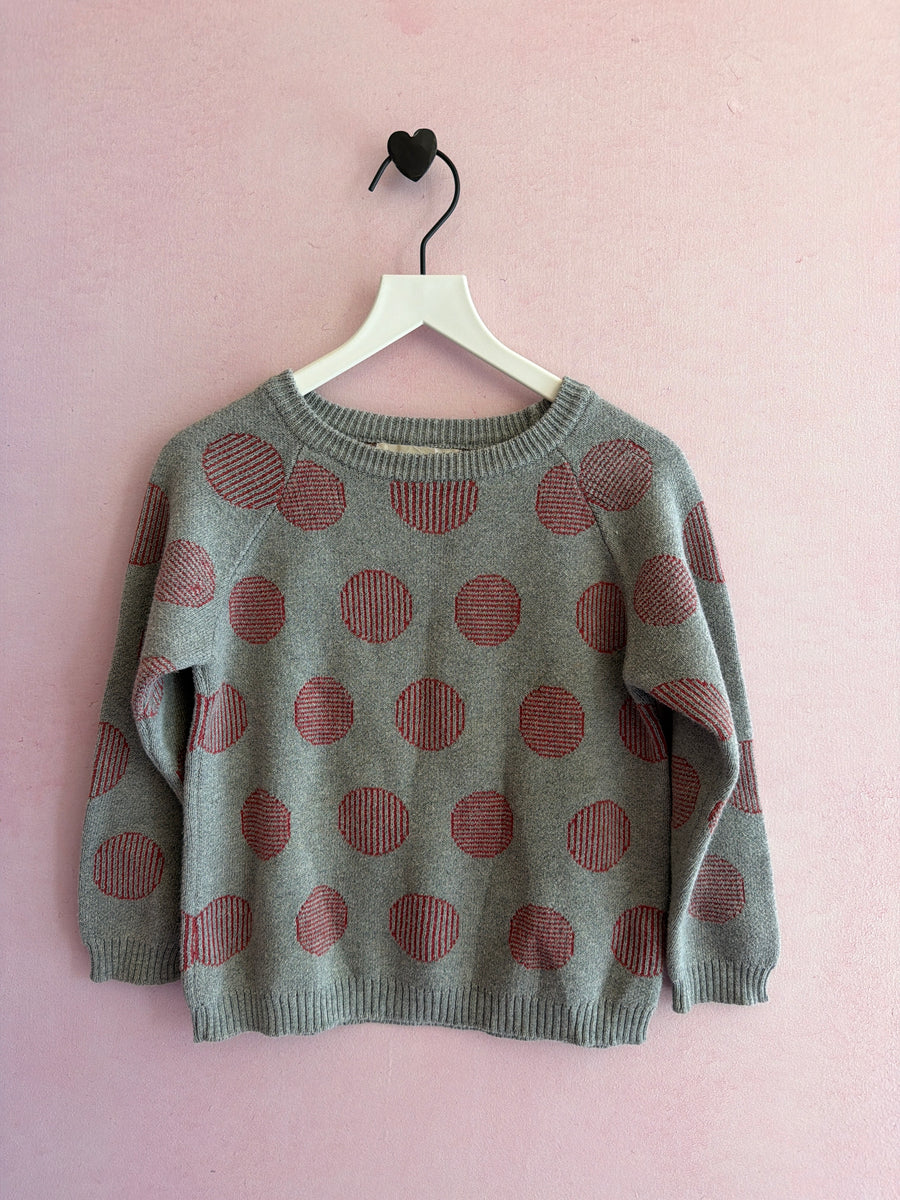 Micaela Greg Gray with Burgundy Circles Sweater / 4T