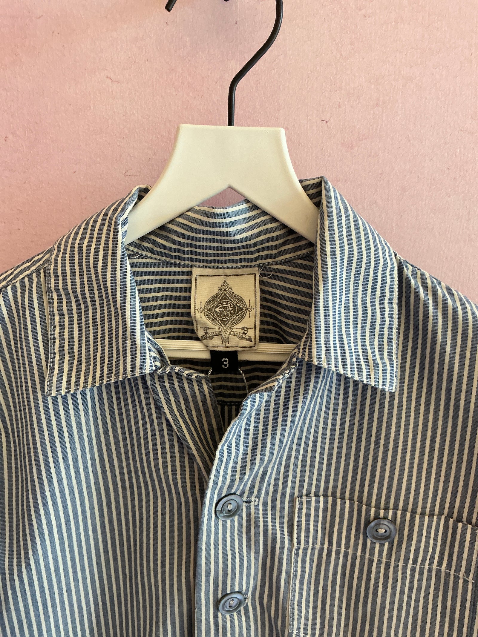 Dagmar Daley Blue and White Stripe Long Sleeve Button Down / 3