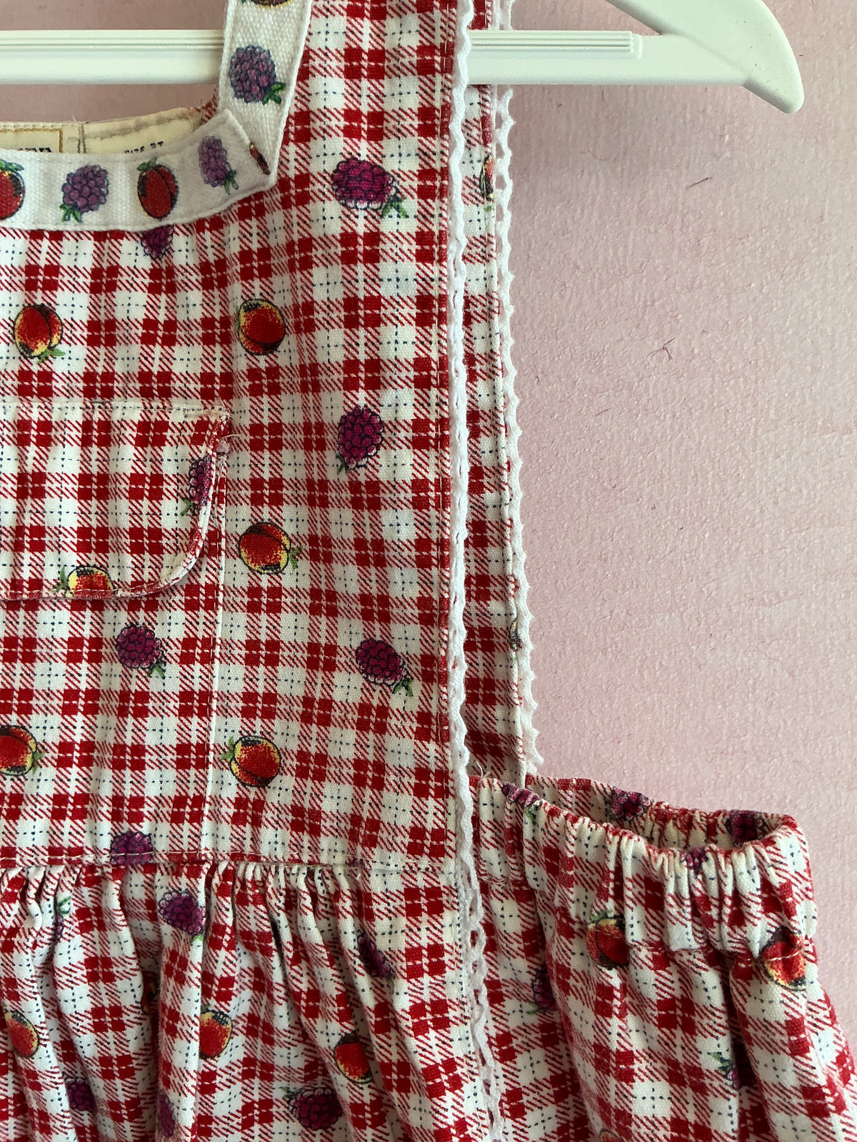 vintage Toddler Charter Club Peach Grape Red Plaid Dress / 3T