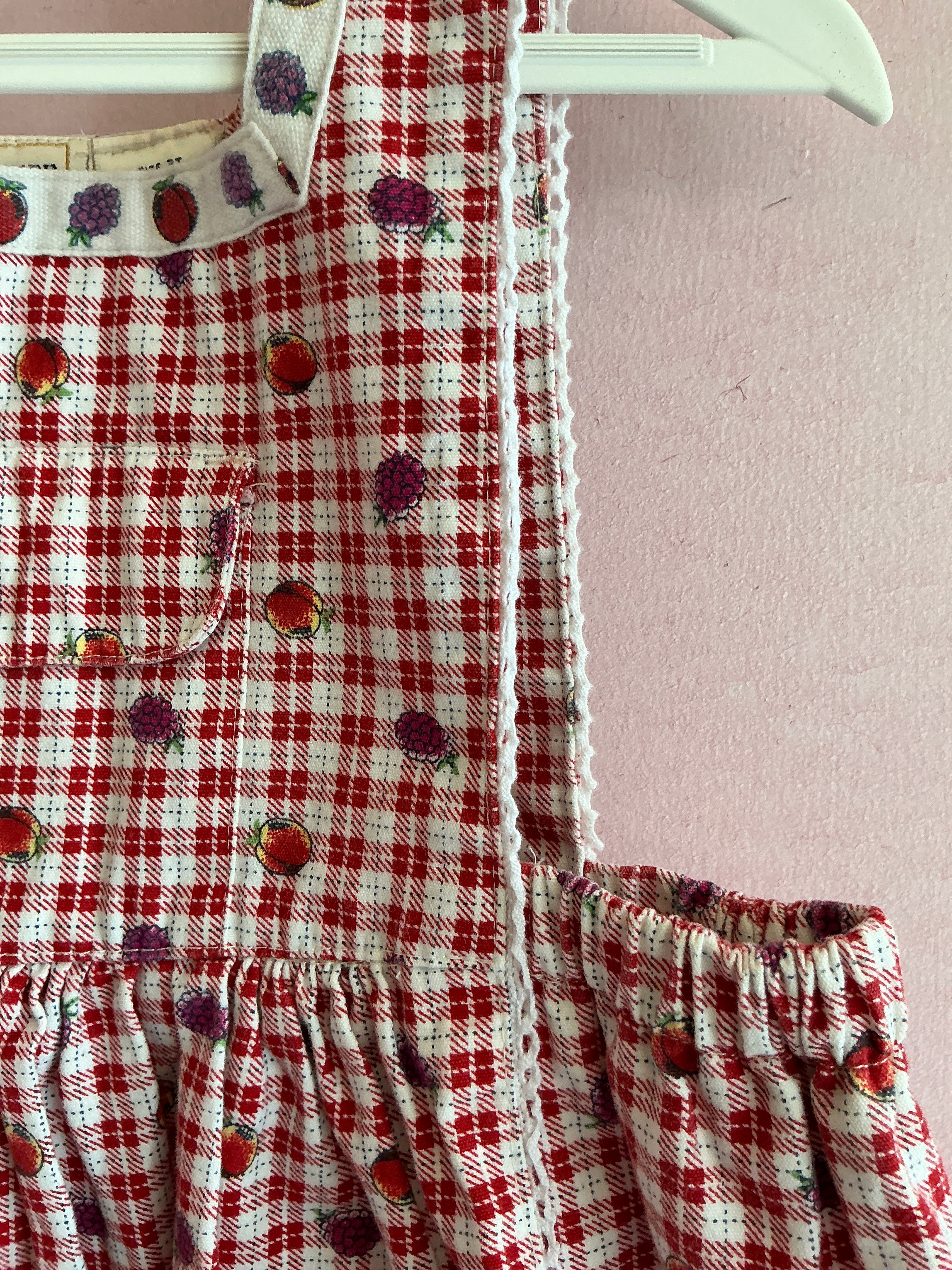 vintage Toddler Charter Club Peach Grape Red Plaid Dress / 3T
