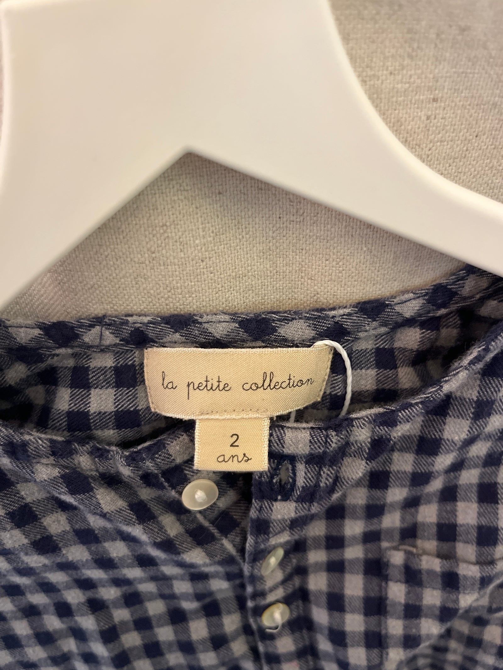 la petite collection Navy Gingham Top / 2