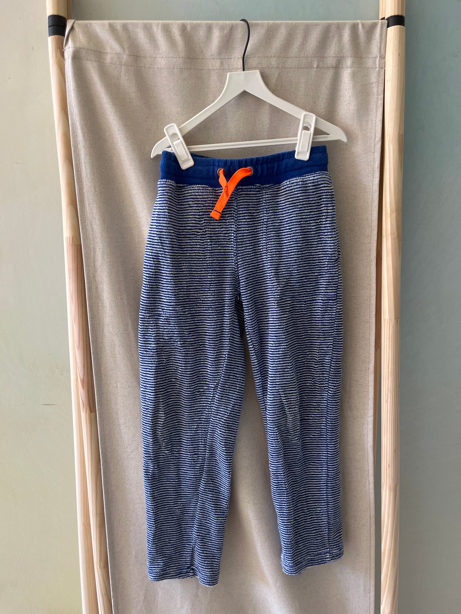Mini Boden Navy and White Striped Terry Pants / 7