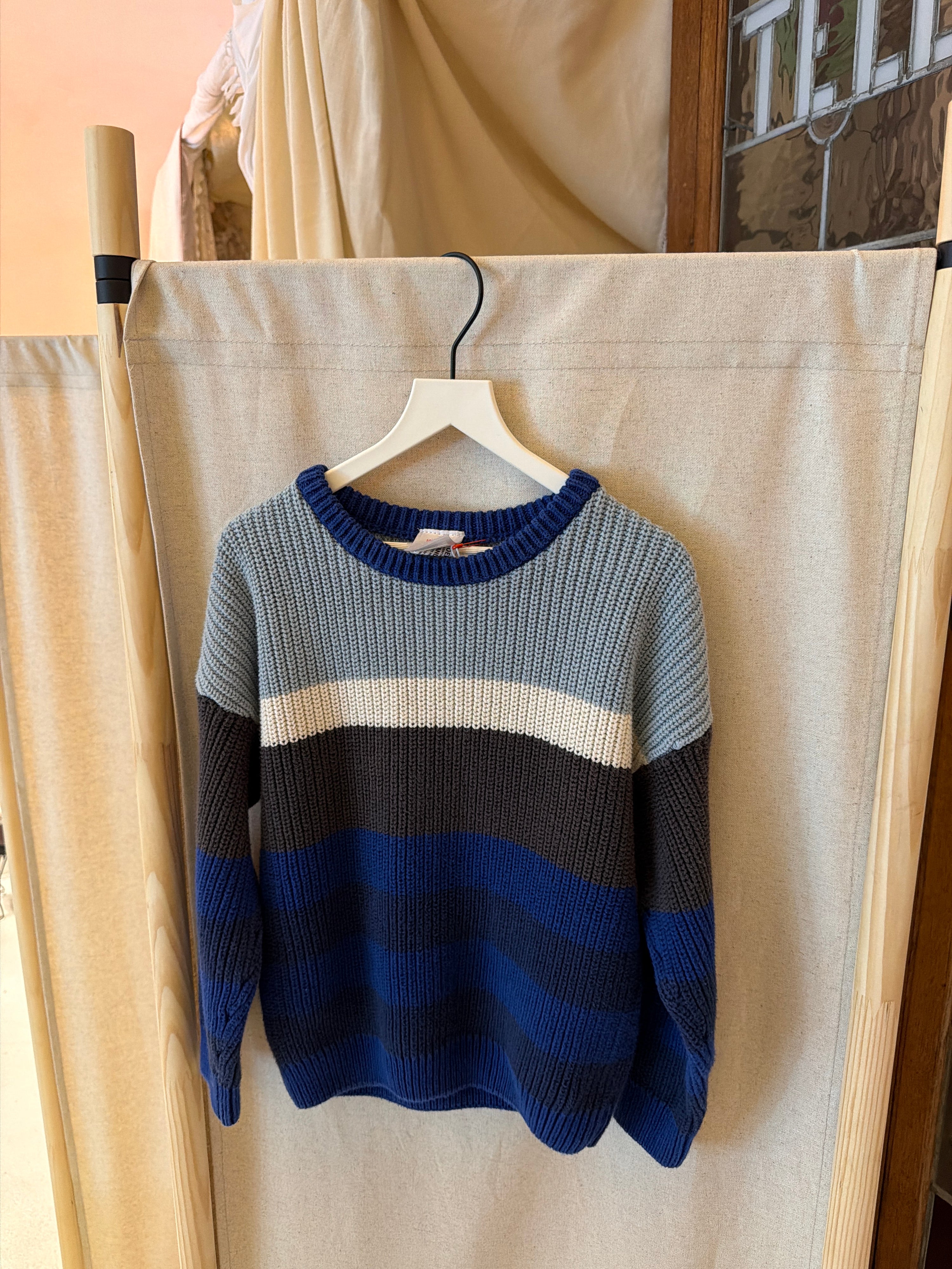 Hanna Andersson Chunky Knit Blues Stripe Sweater / 4