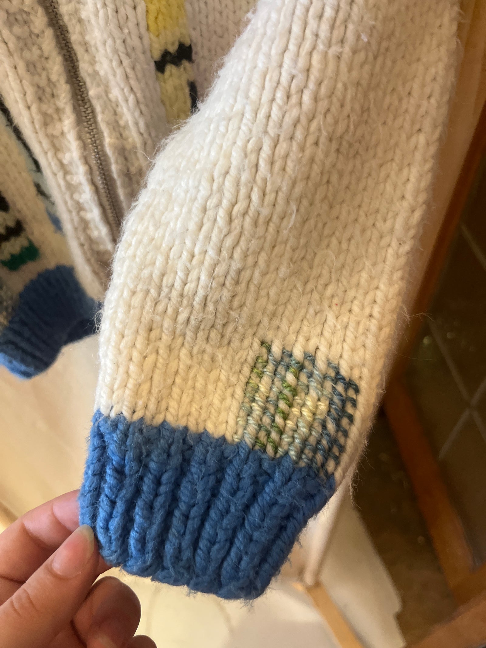 vintage Crayon Knit Sweater / 2-3 Years (creative mending)