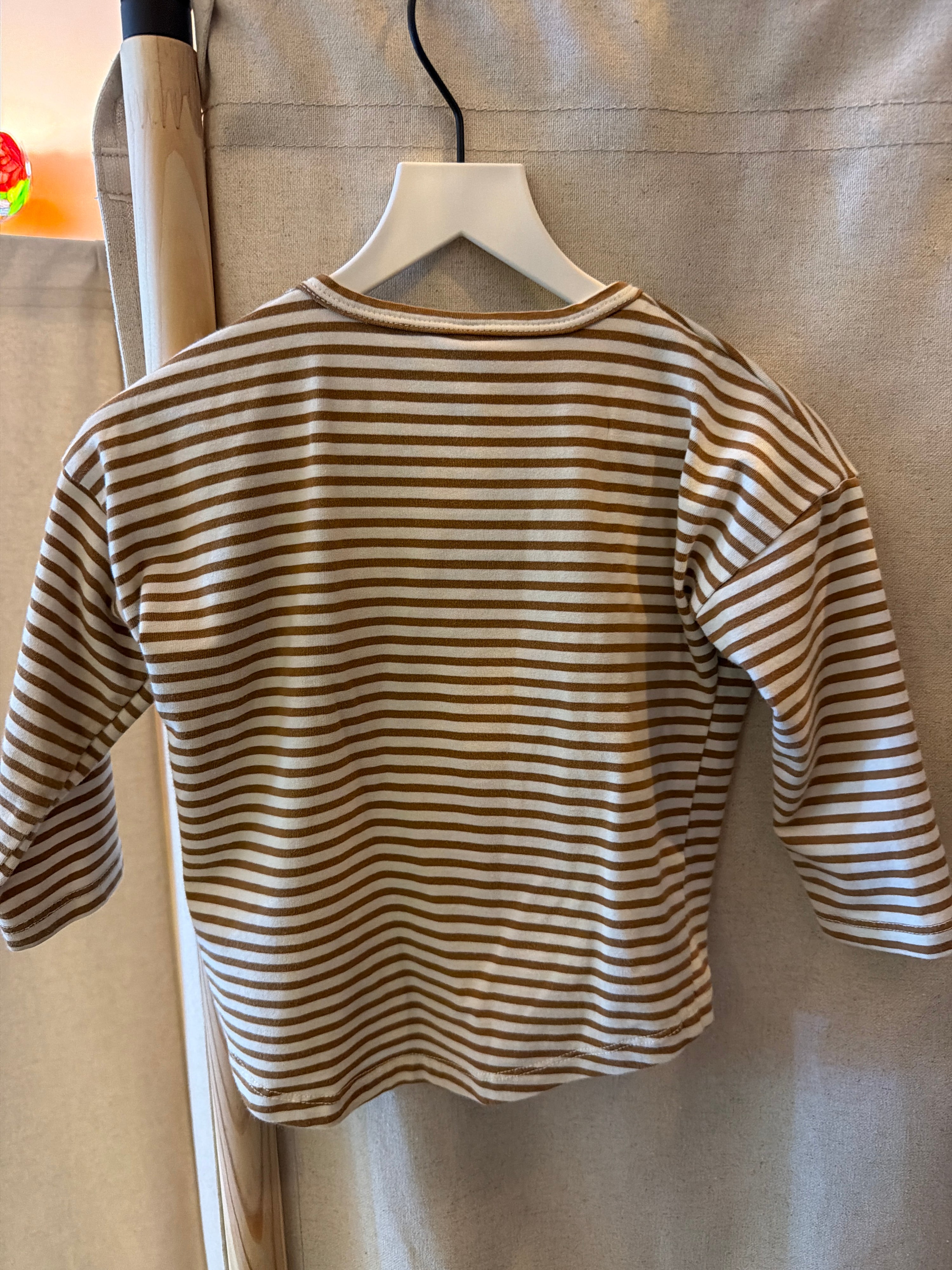 Quincy Mae Brown Stripe Long Sleeve Top / 12-18 months