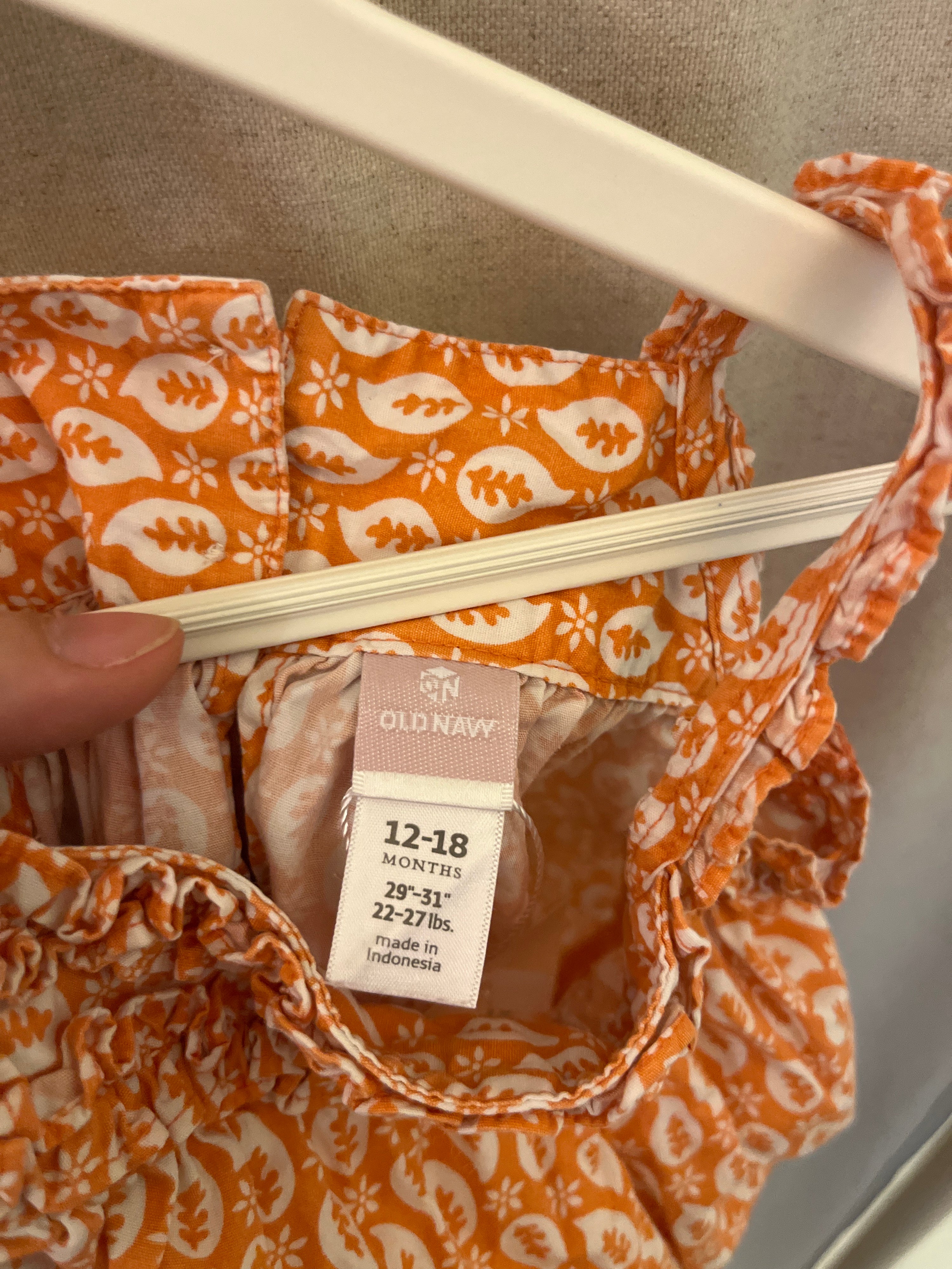 Old Navy Orange and White Pants / 12-18 months