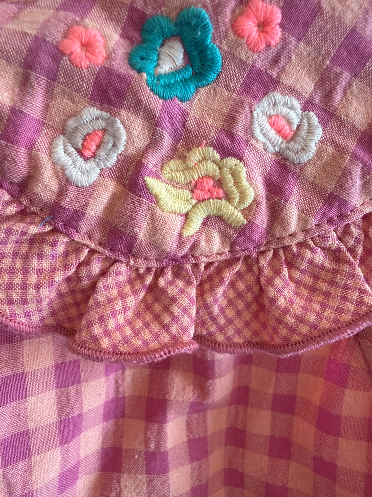 Zara Purple check with colorful floral embroidery Blouse / 5 years