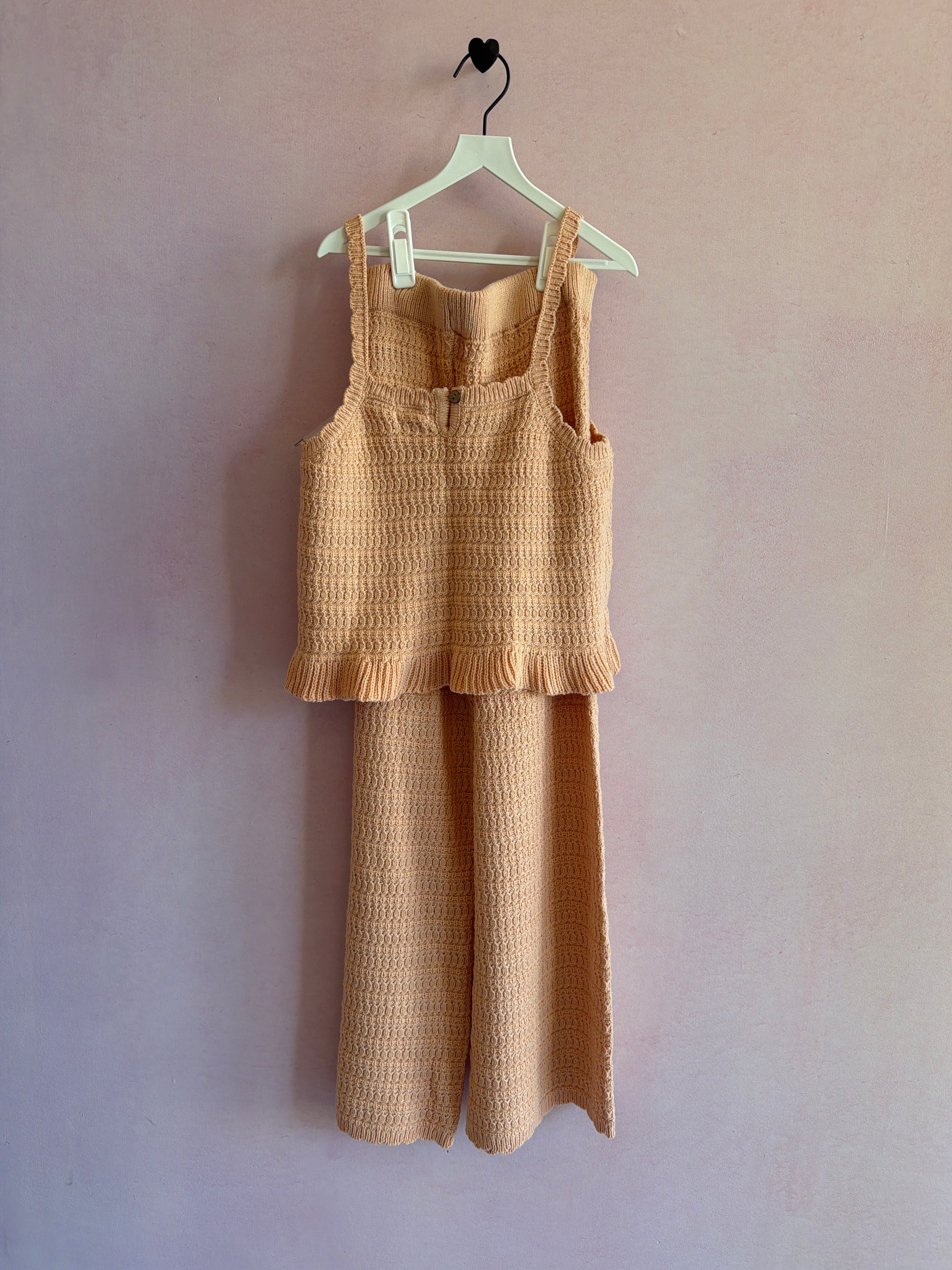 NWTs Rylee + Cru Peach Pink crochet Set / 10-11 years