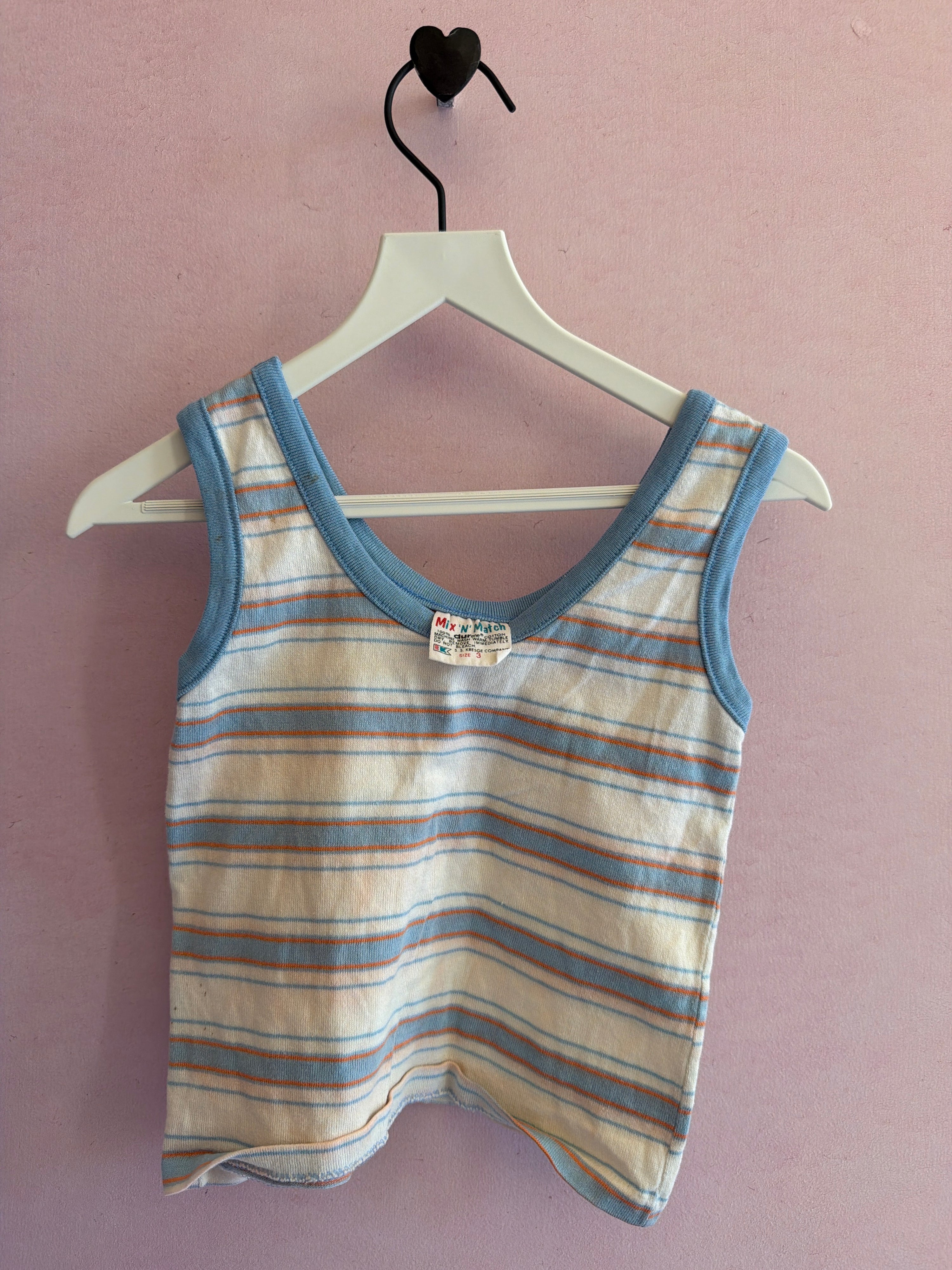 Vintage 70s Stripe S.S Kresge Company Durene Cotton Tank Top / 2T