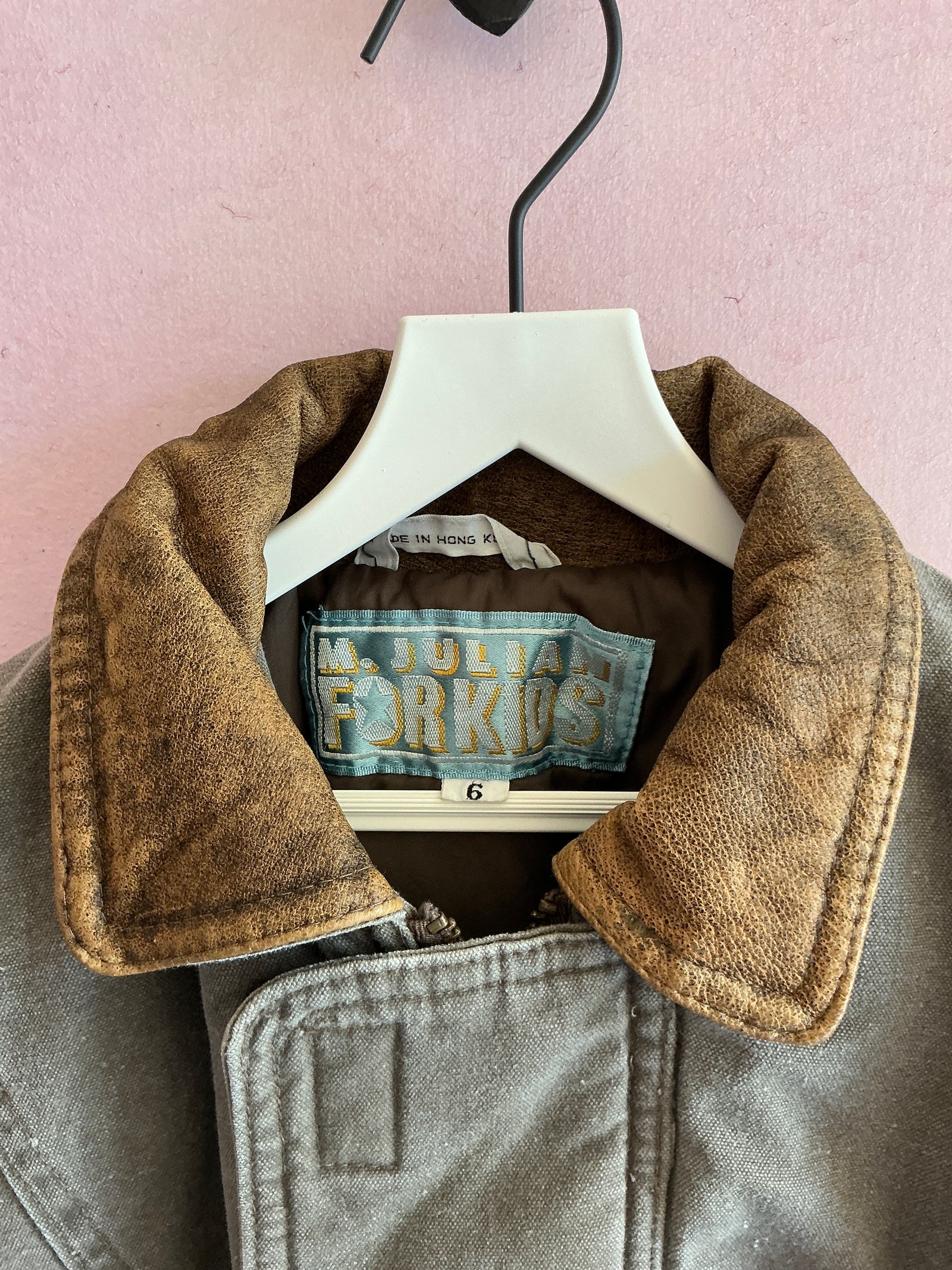 Vintage Brown Bomber Jacket with Leather Details / 5-6