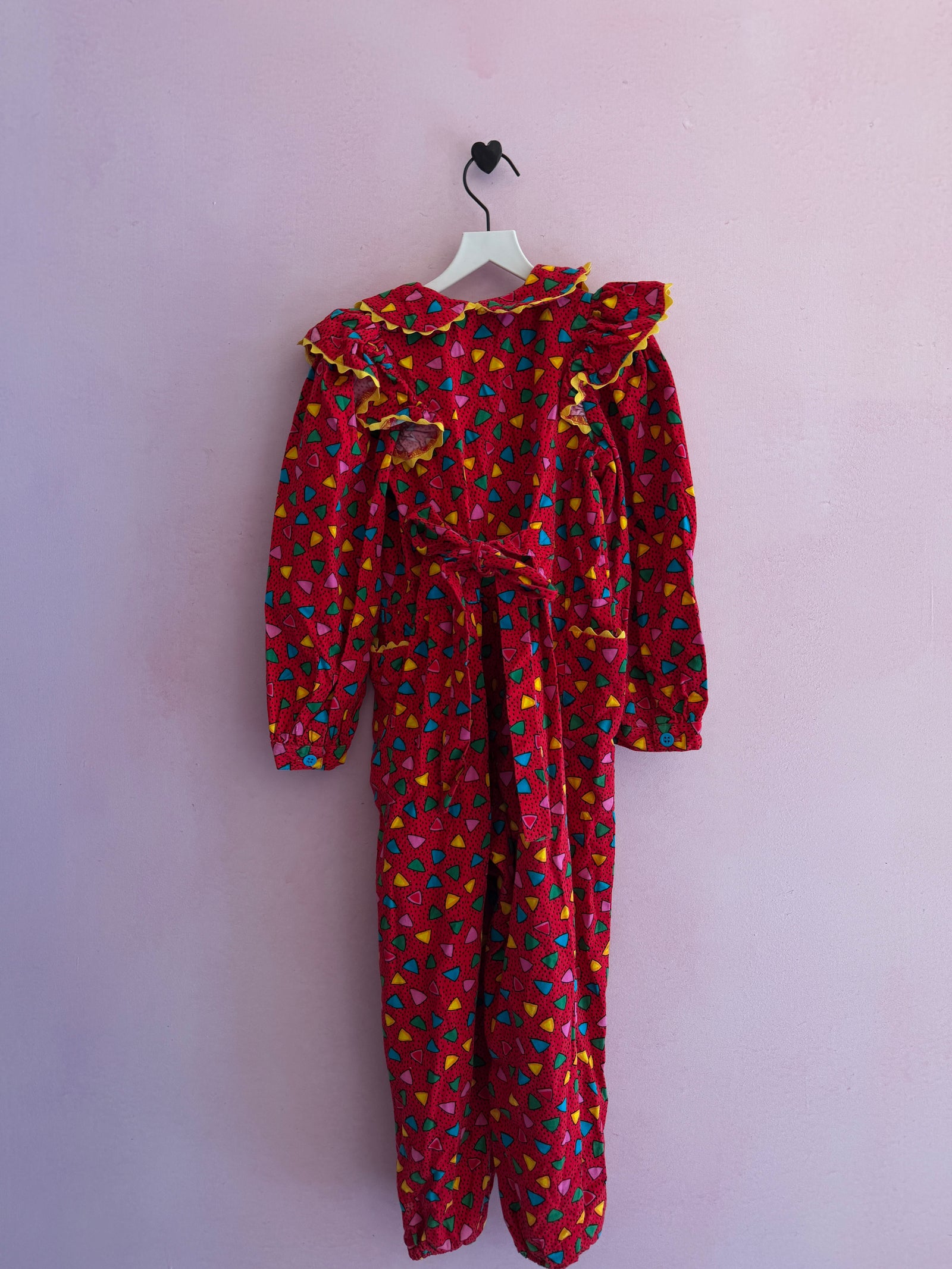 vintage cary sf confetti triangle clown jumpsuit Costume / 6-8 (rips)