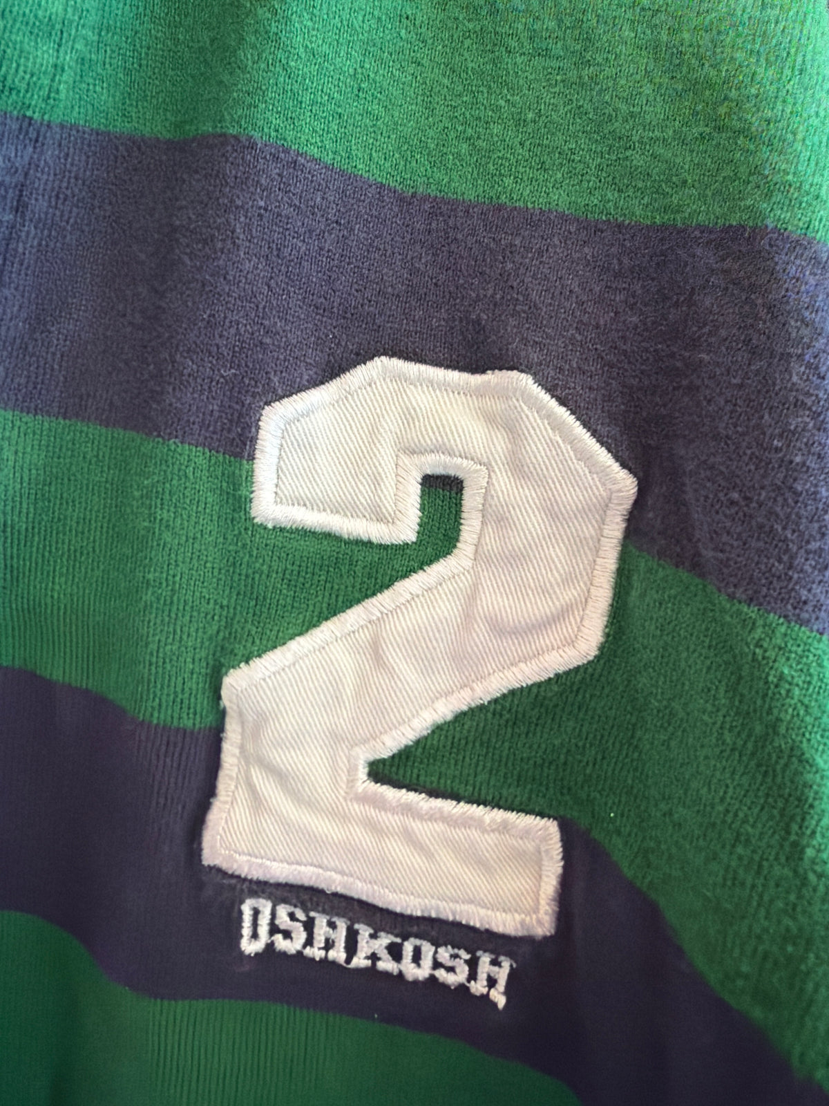 OshKosh B'gosh Navy and Green Stripe with Number 2 Polo Shirt / 7