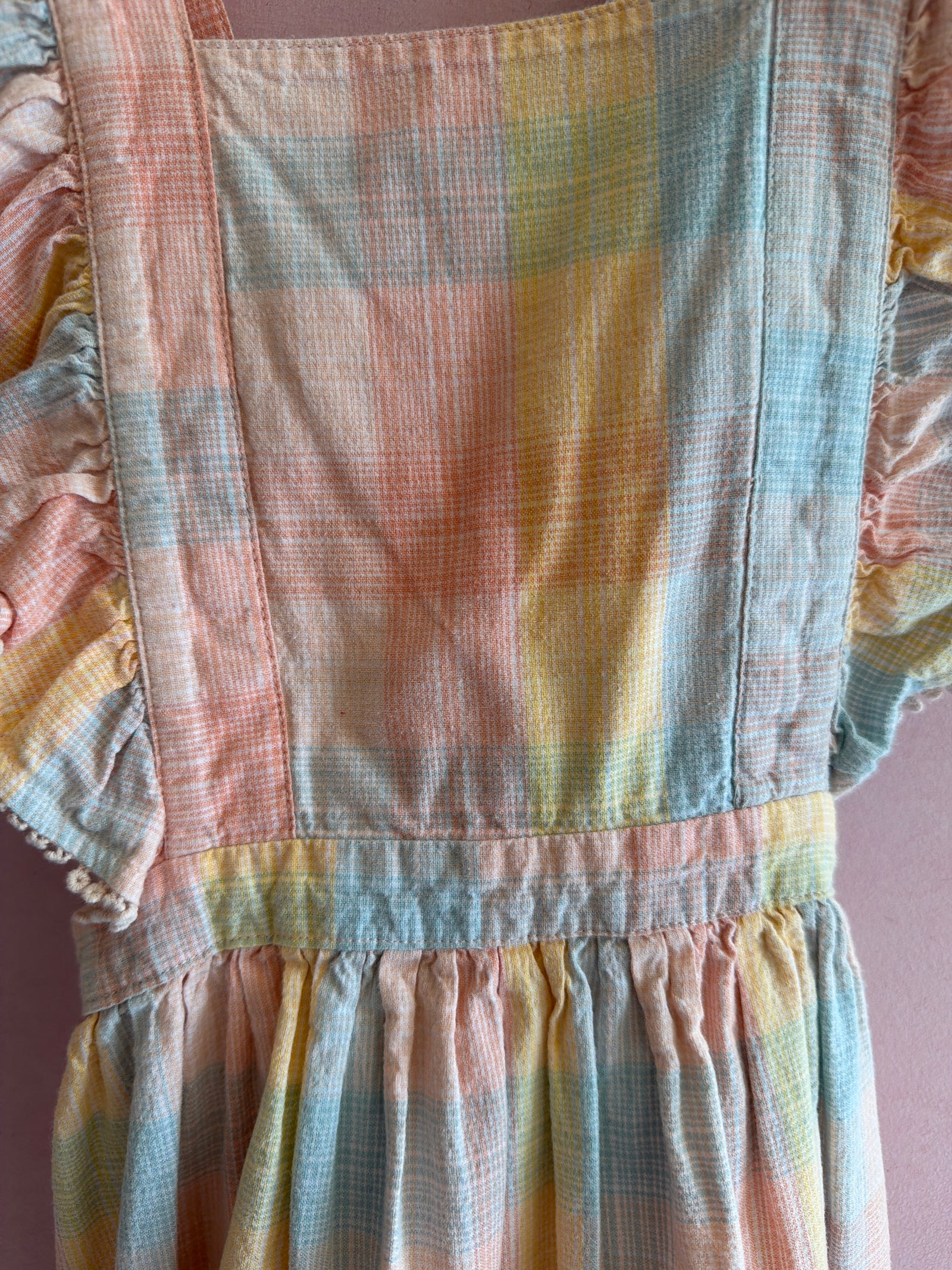 hux Pastel Pink, Blue, and Cream Pinafore Dress / 6