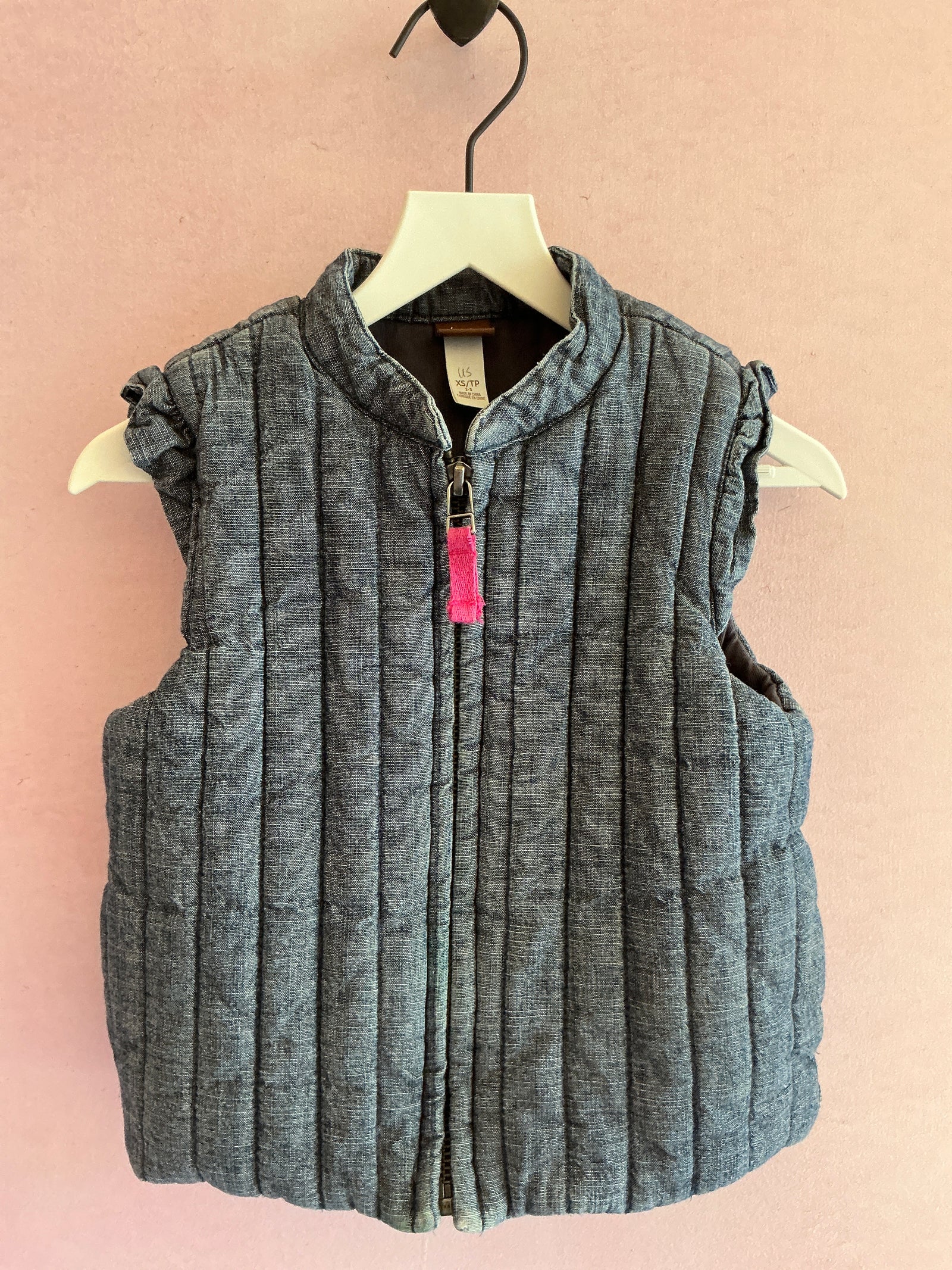 Tea Chambray Ruffle Sleeve Vest / 2-3