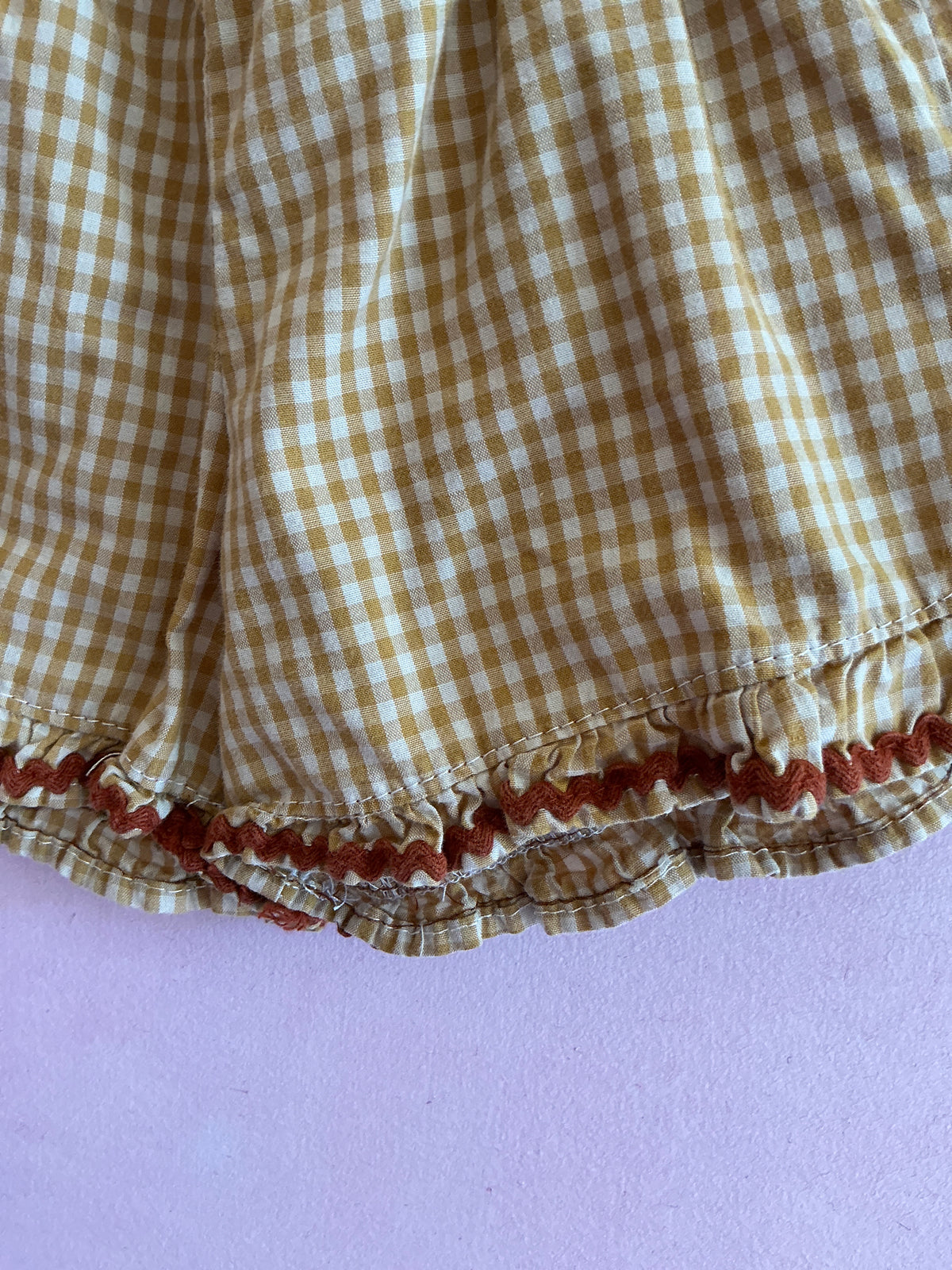 tiger island Chestnut Gingham Ric Rac Shorts / 2-3