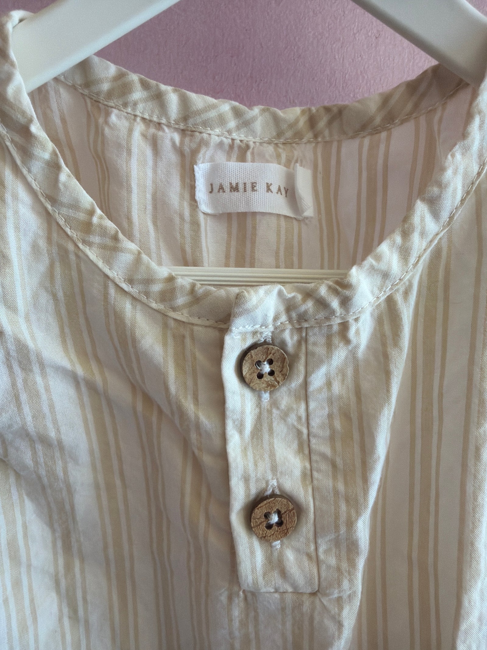 Jamie Kay Cream and beige striped Romper / 1 year