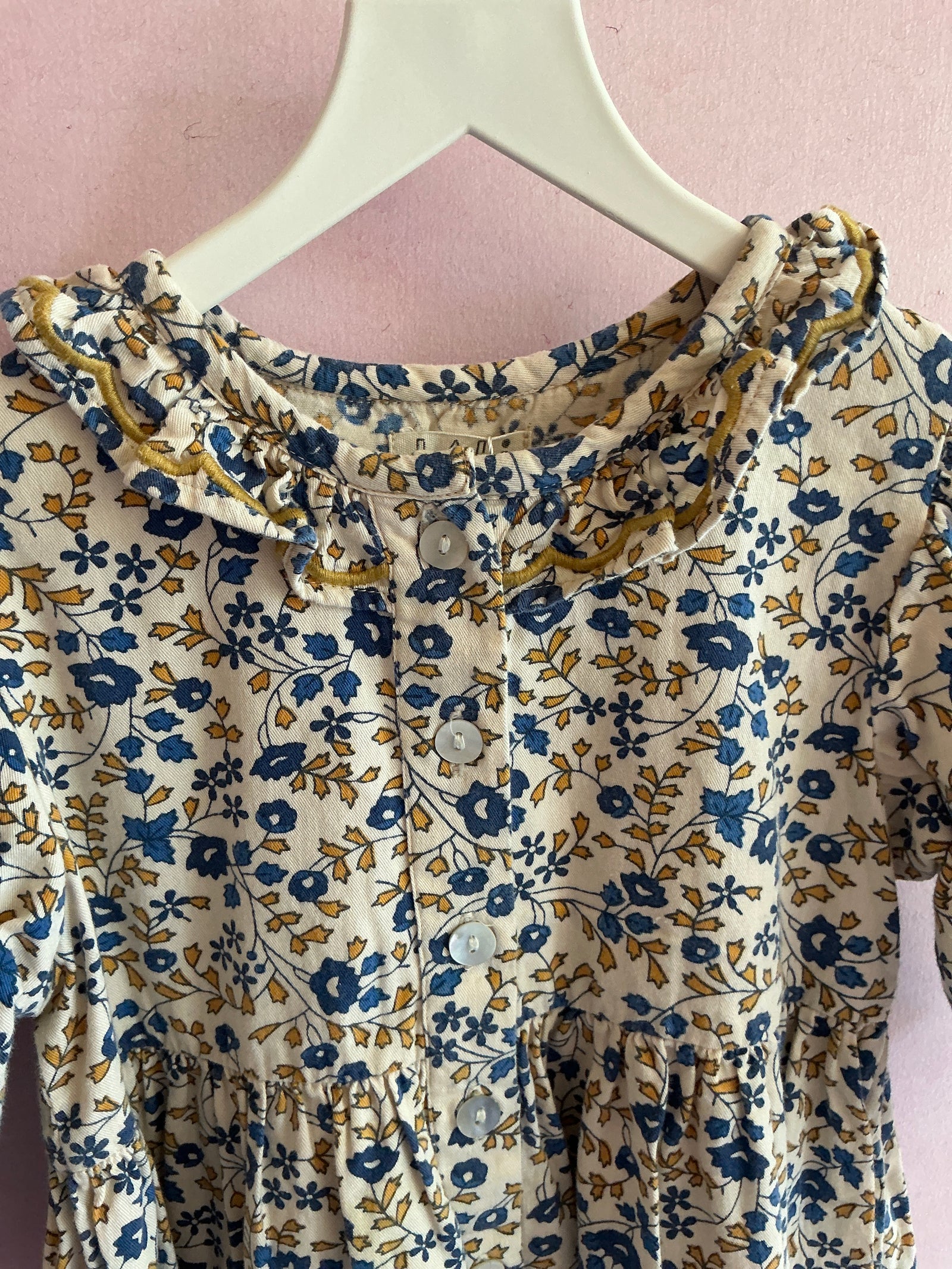 LALI Cream navy mustard floral Dress / 3T