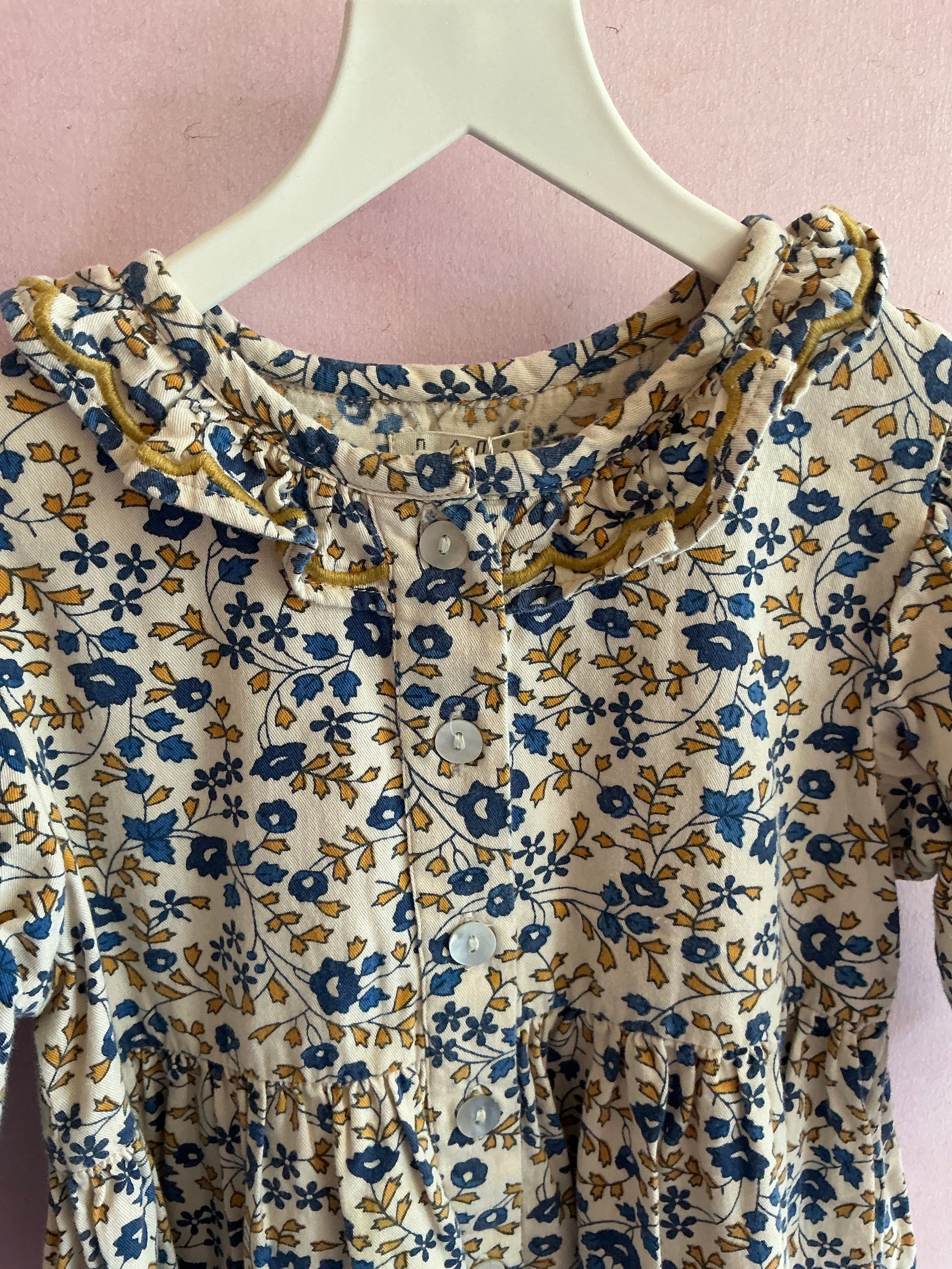 LALI Cream navy mustard floral Dress / 3T
