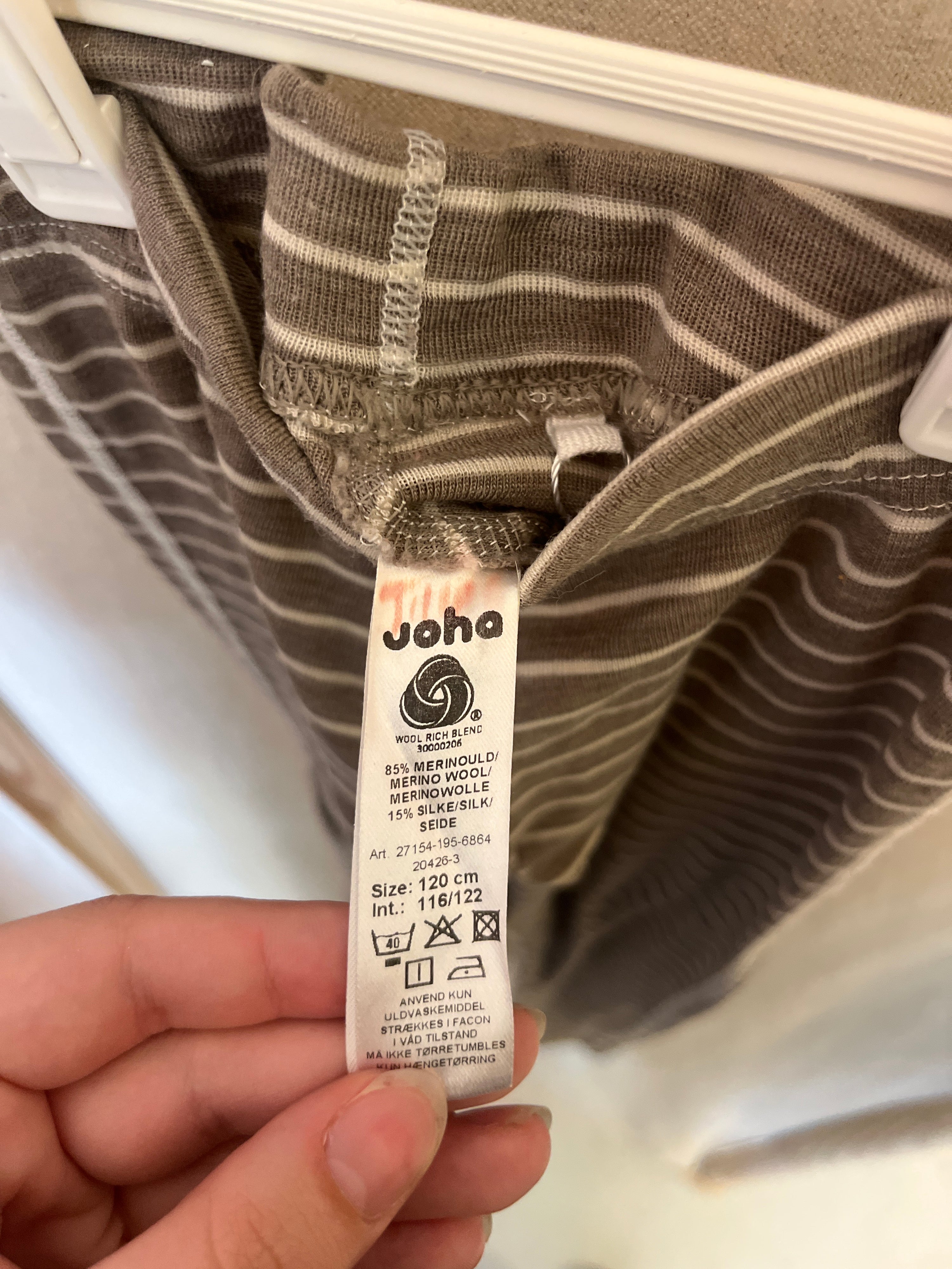Joha Patched 100% merino wool Gray Stripe Leggings / 5-6