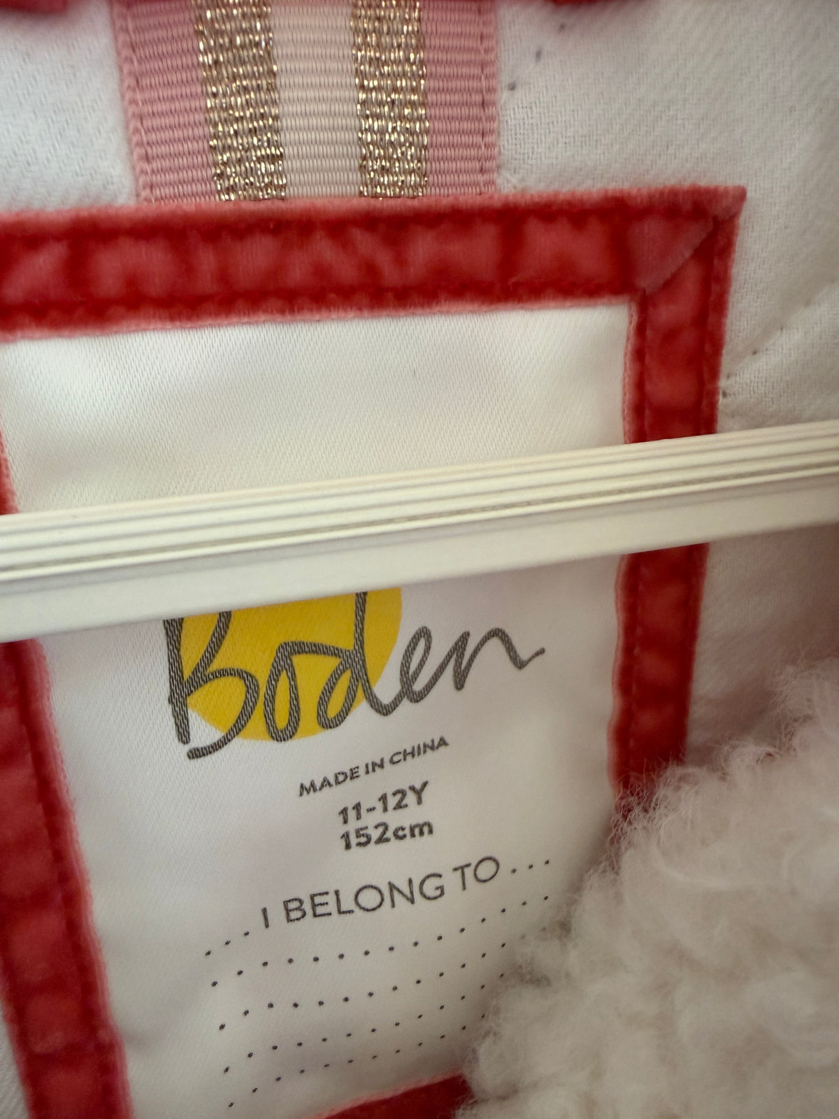 Mini Boden Faux Shearling Star-Lined Winter Coat / 11-12