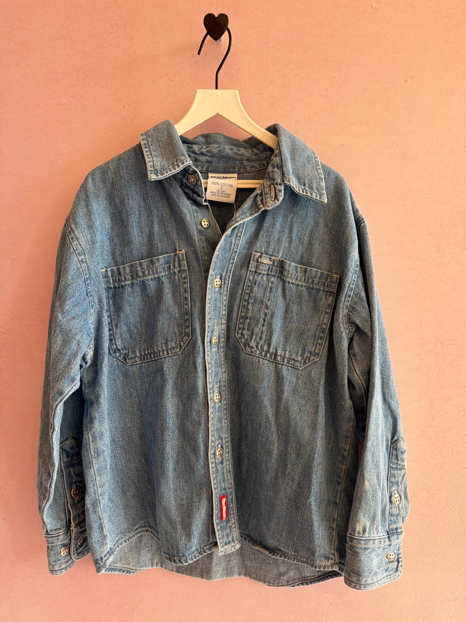 vintage 80s Oshkosh Chambray Shirt / 7-8 Years