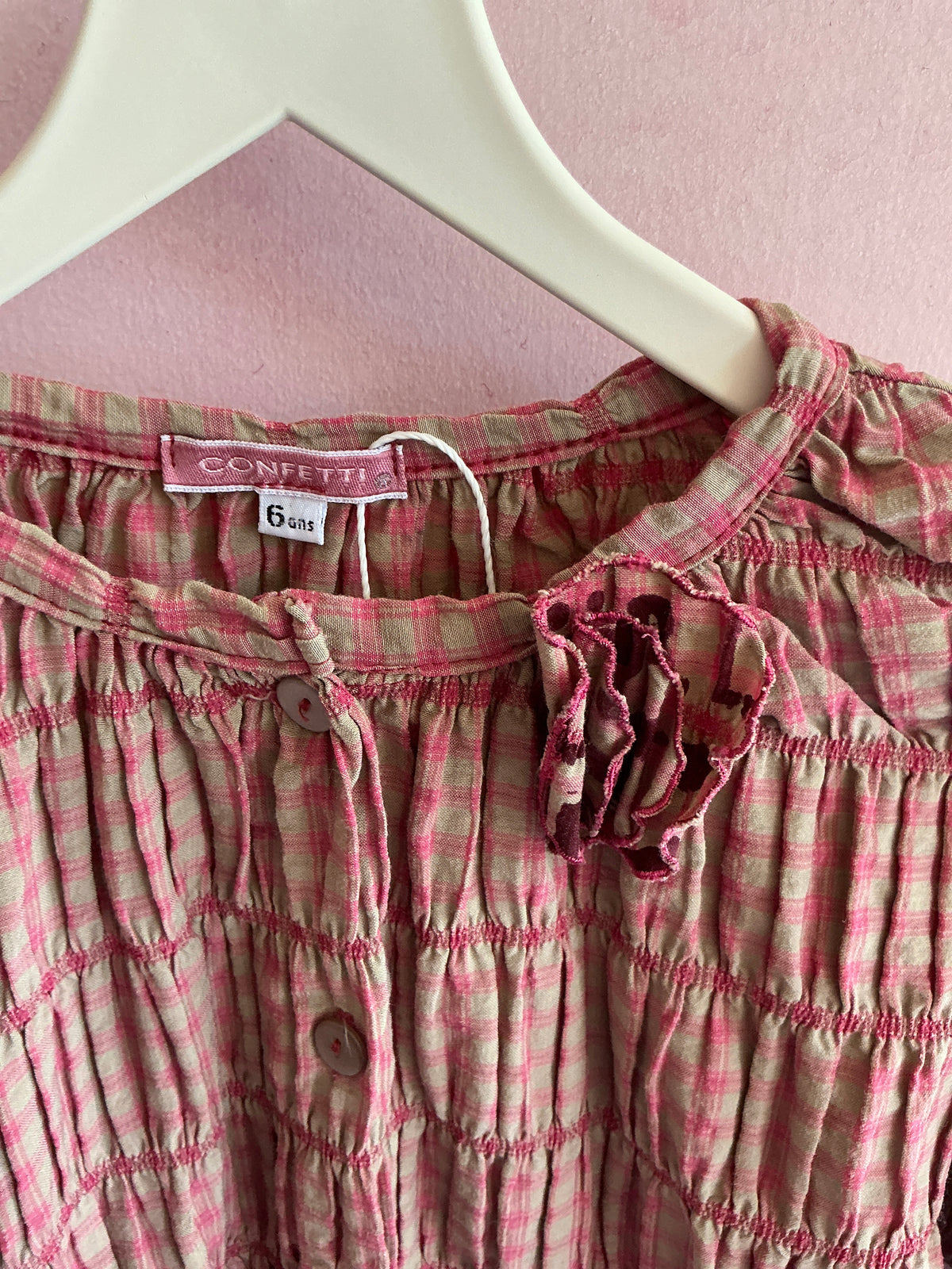 Confetti Pink with beige checkered pattern Blouse / 6