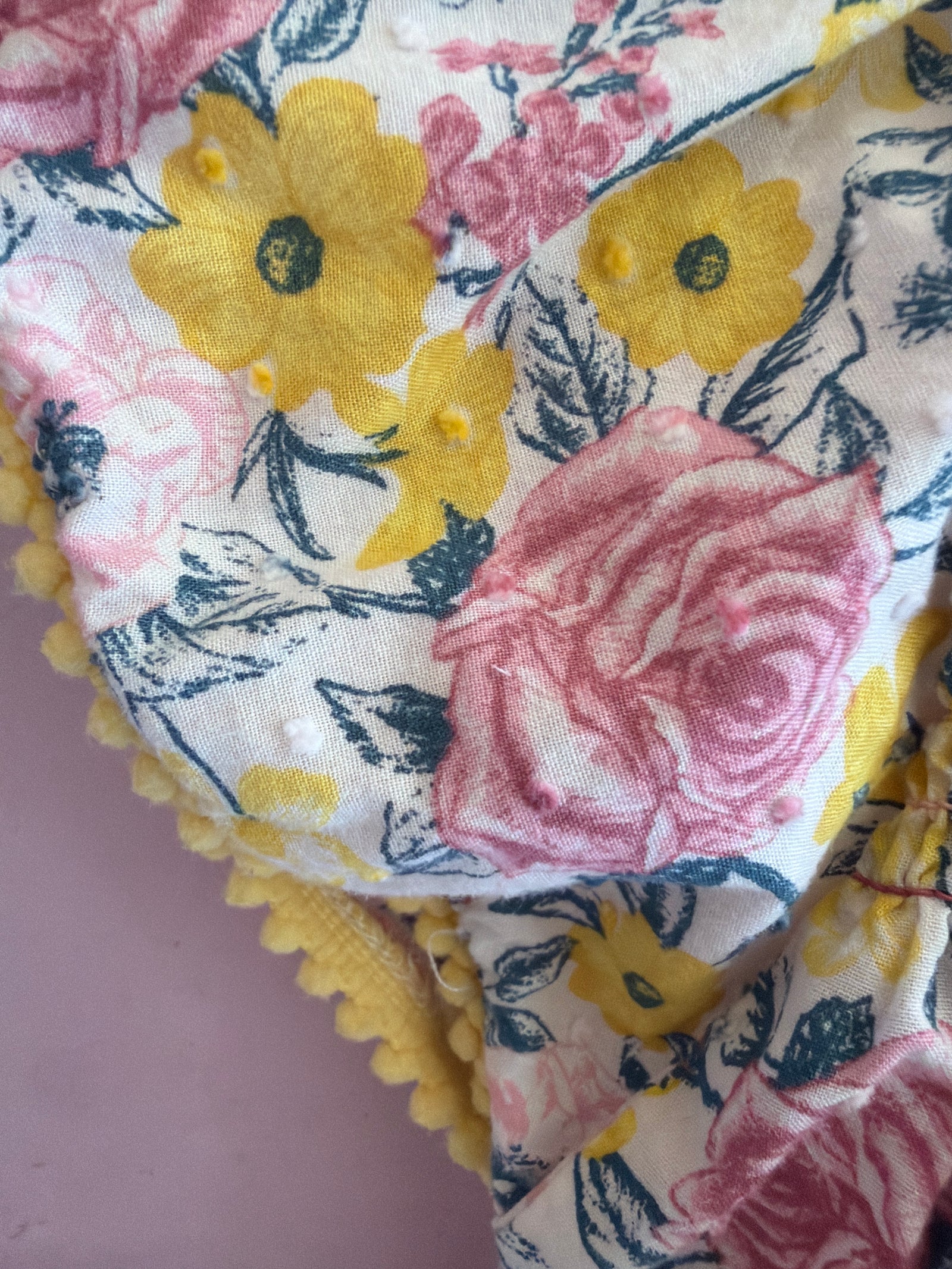 Penelope Mack White, Yellow, Pink, Green Flower Dot Trim Blouse / 3