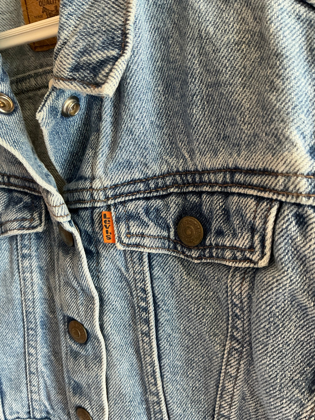 Vintage Levi's Orange Tab Distressed Denim Trucker Jacket - 4T