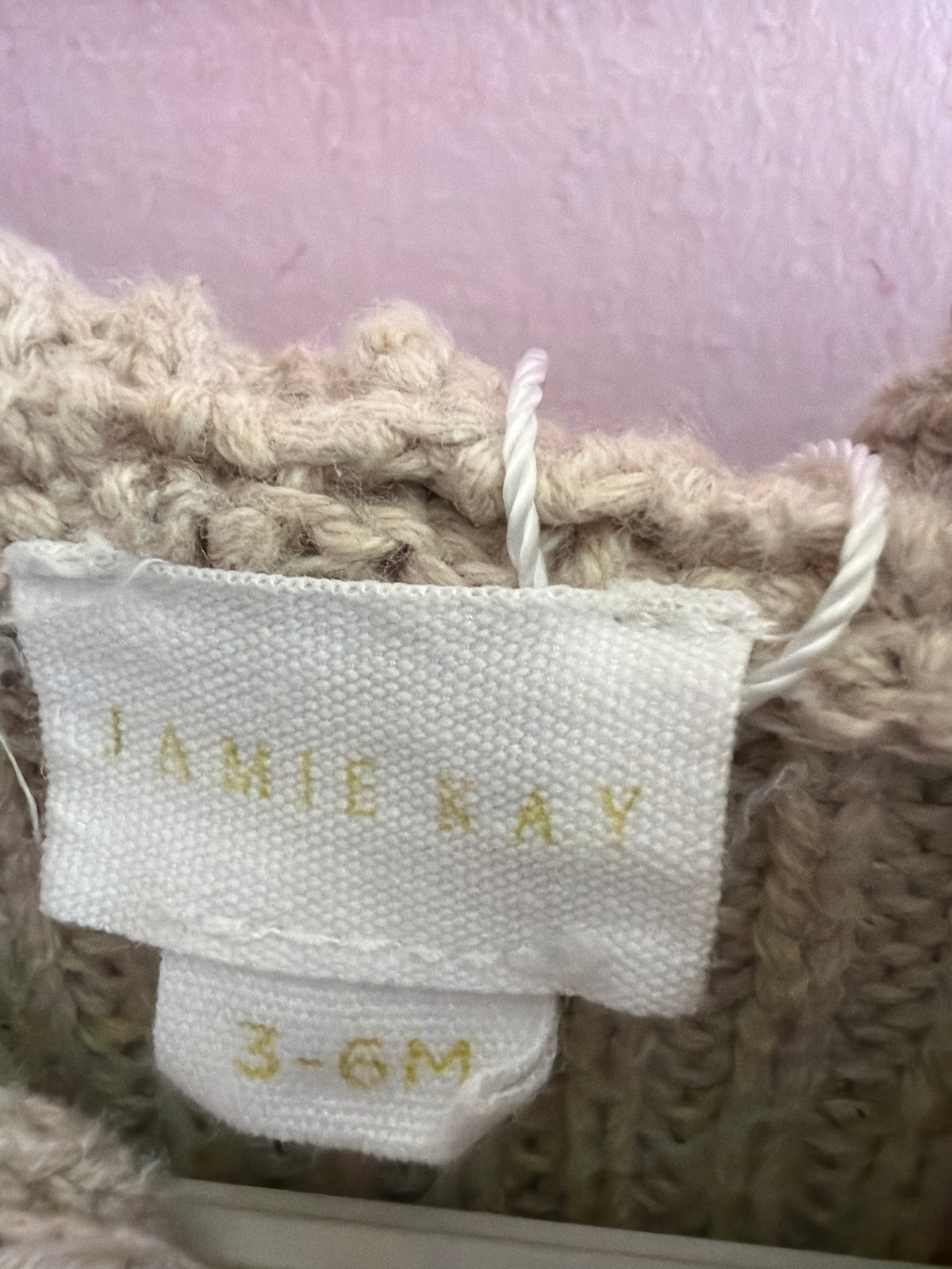 Jamie Kay Oatmeal Knit Hooded Cardigan with Cork Buttons and Ears / 3-6 months