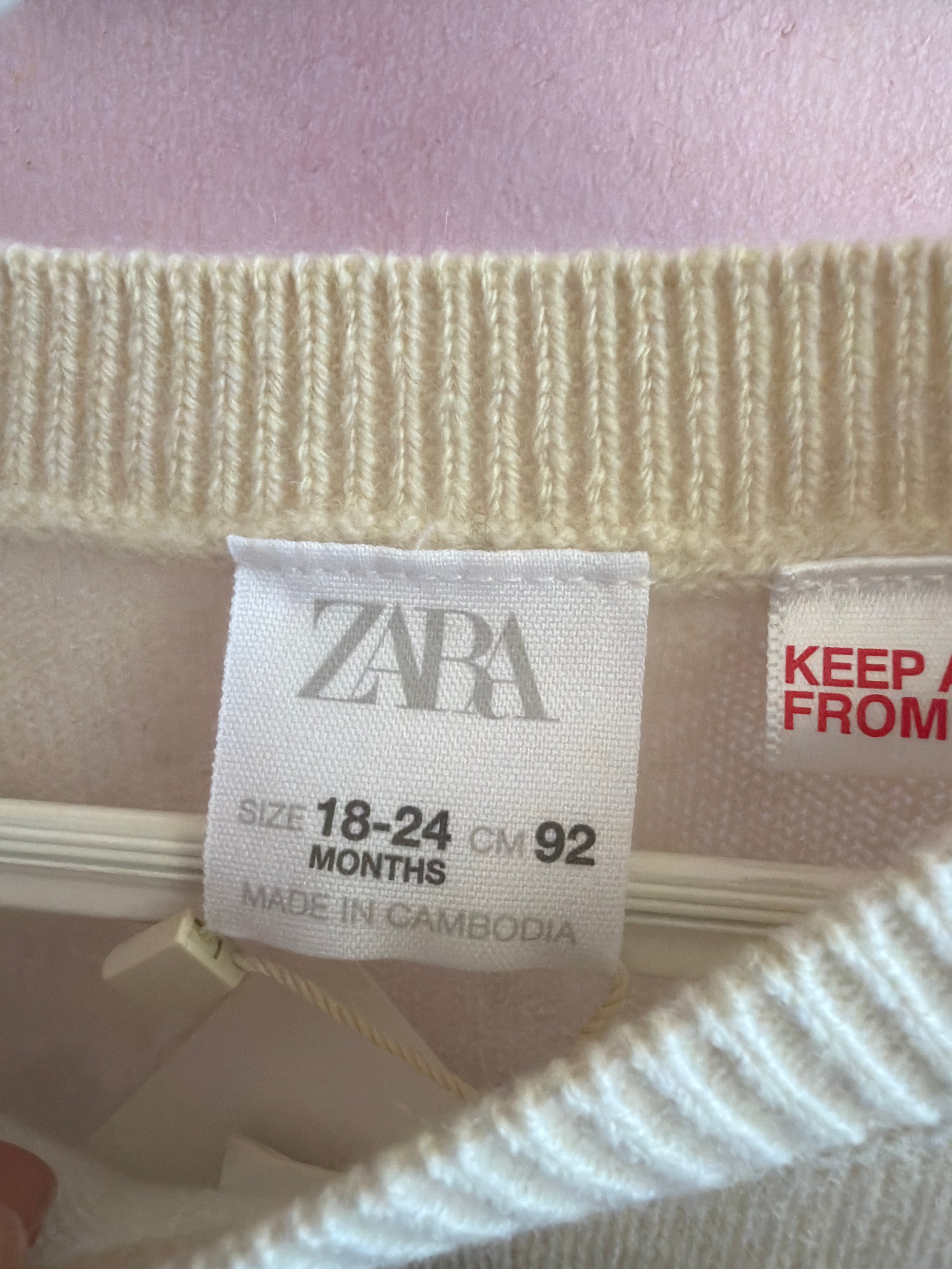 NWTs zara Cream and Navy Stripe Cashmere Sweater / 18-24 months