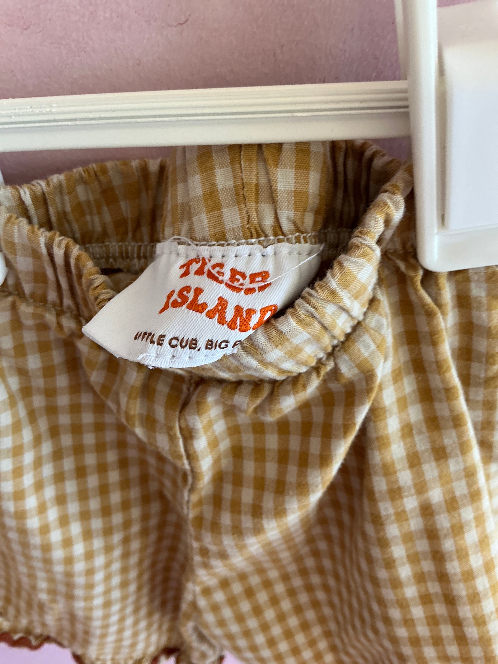tiger island Chestnut Gingham Ric Rac Shorts / 2-3