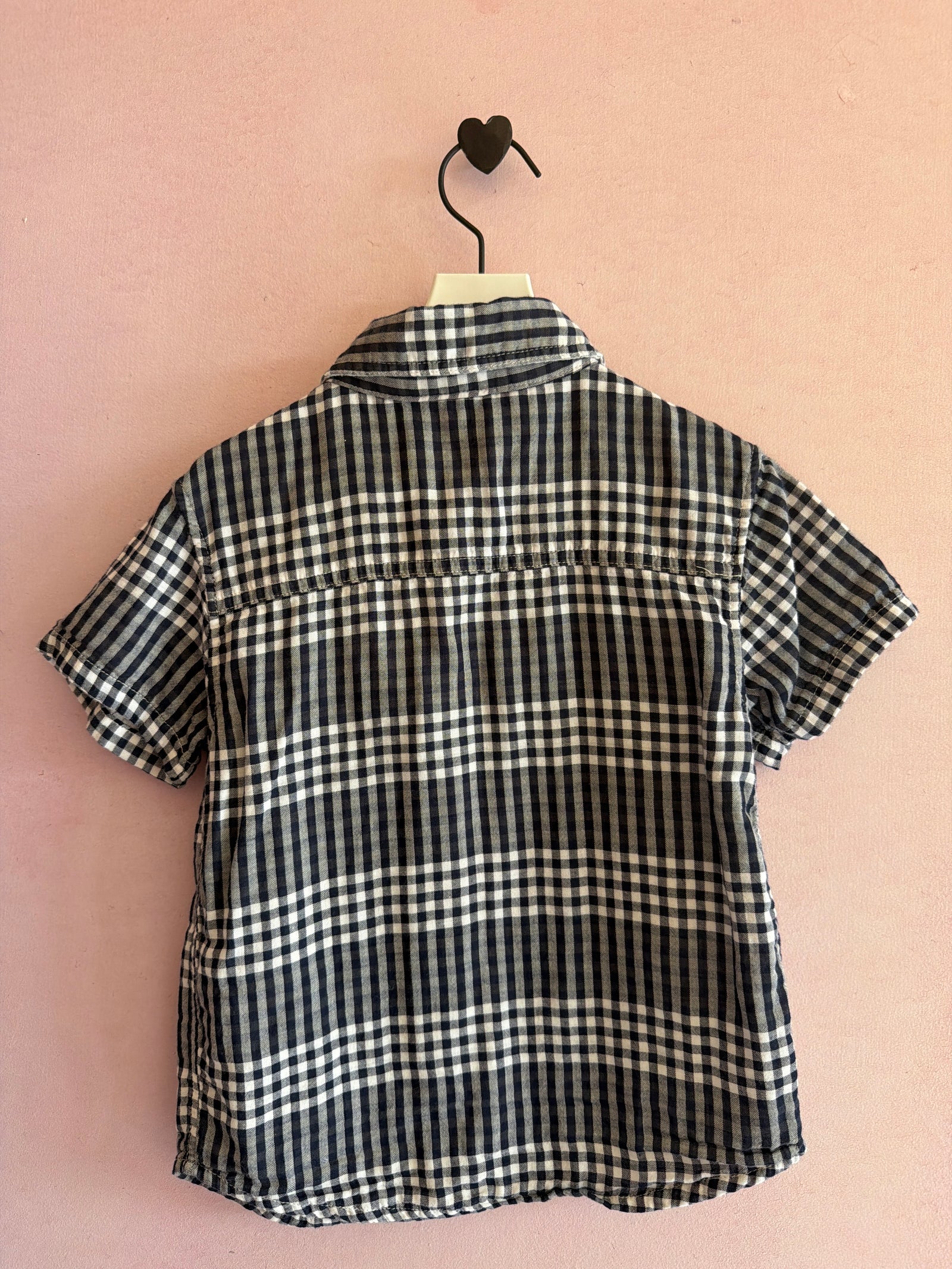 Bit'z Kids reversible button down navy gingham top / 4 Years