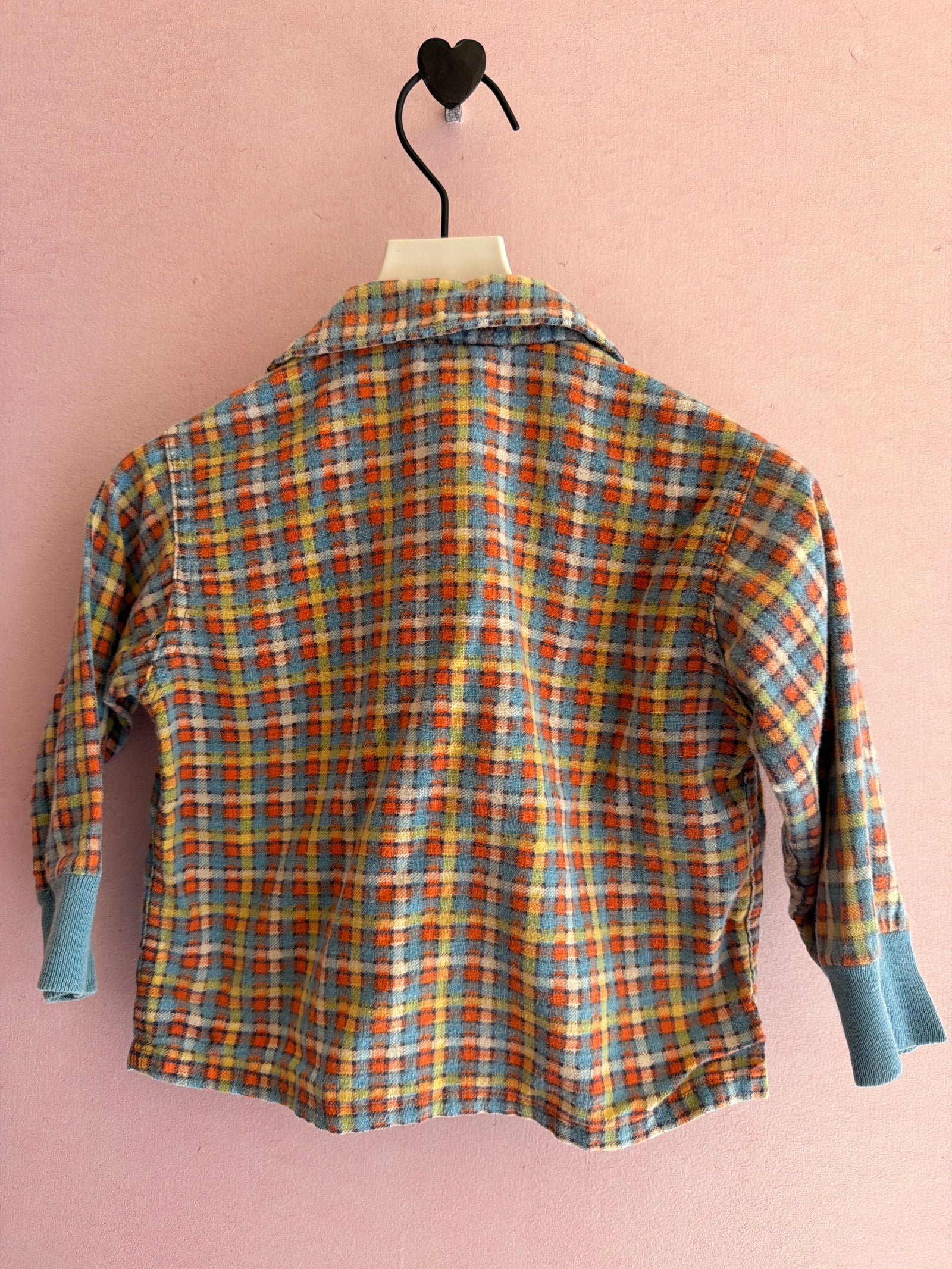 vintage Neon Plaid Flannel Long Sleeve Shirt / 12-18 months