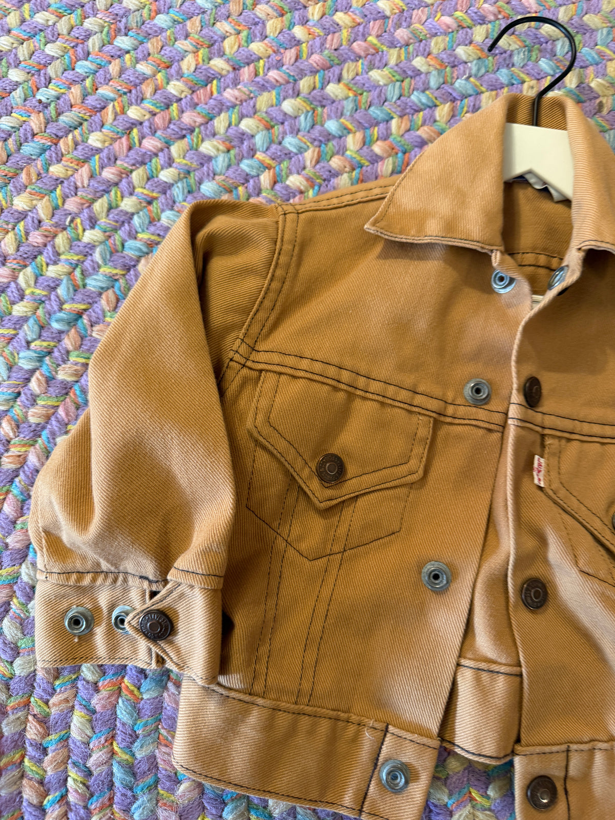 vintage 70s Levi's Caramel Chore Coat with Dark Brown Contrast Stitch / 4