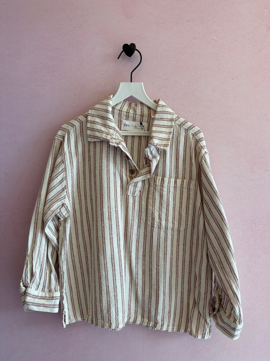 Zara Cream striped muslin Shirt / 4